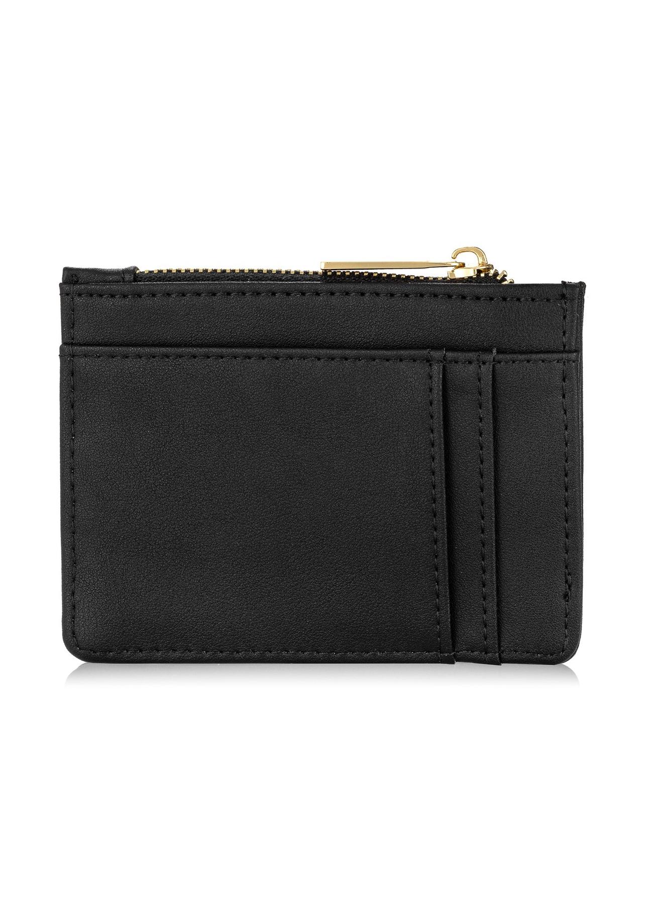 Women's small flat black wallet POREC-0367-99(W24)-04