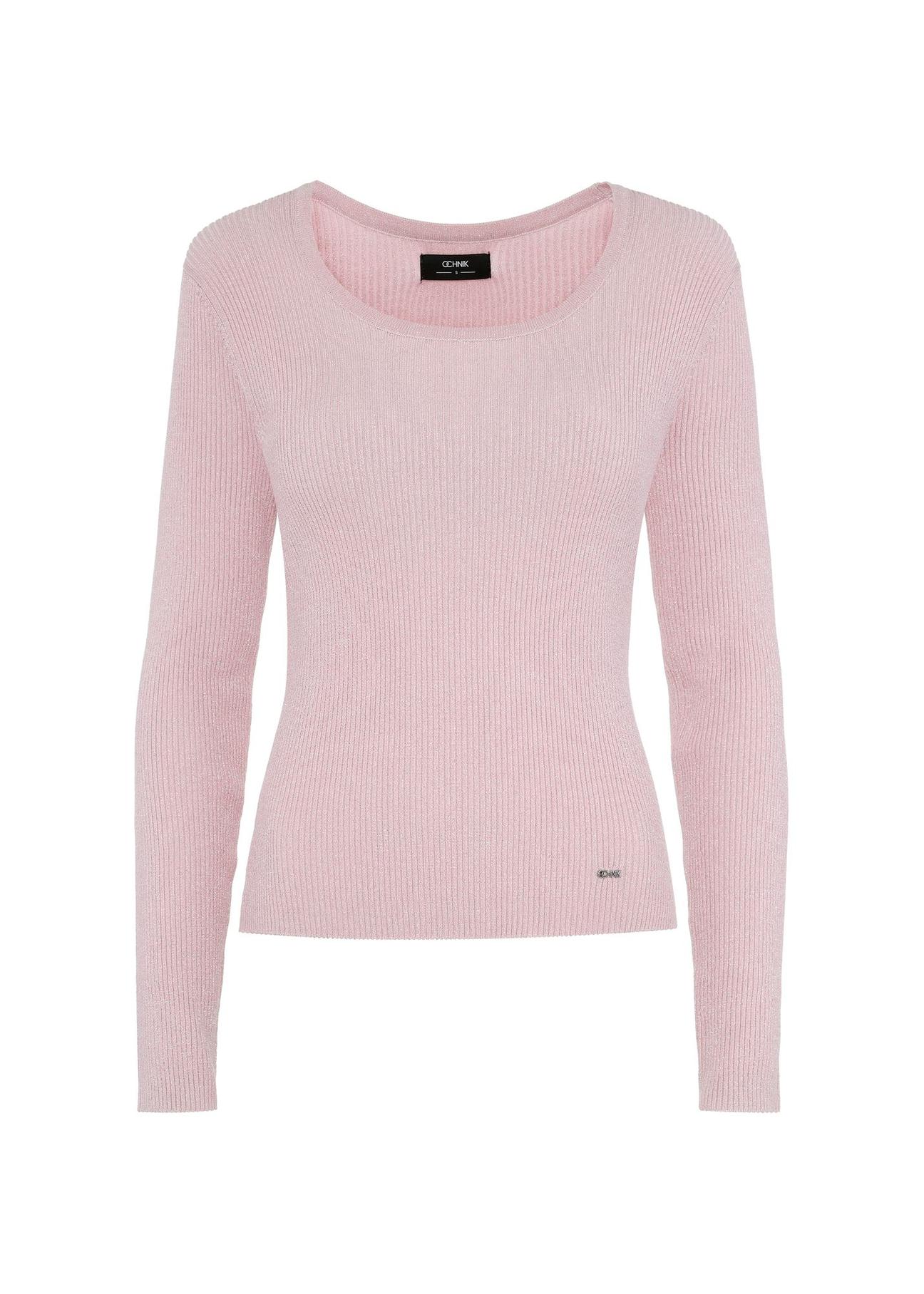 Pink shiny women's sweater SWEDT-0217-34(Z24)-01