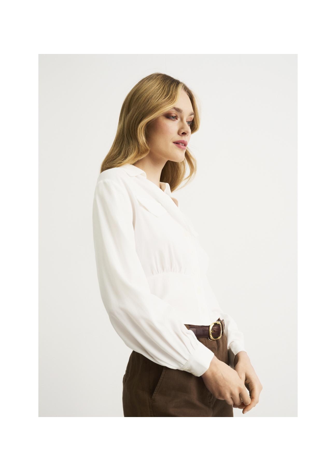 White women's blouse with basque BLUDT-0139-11(W22)-02