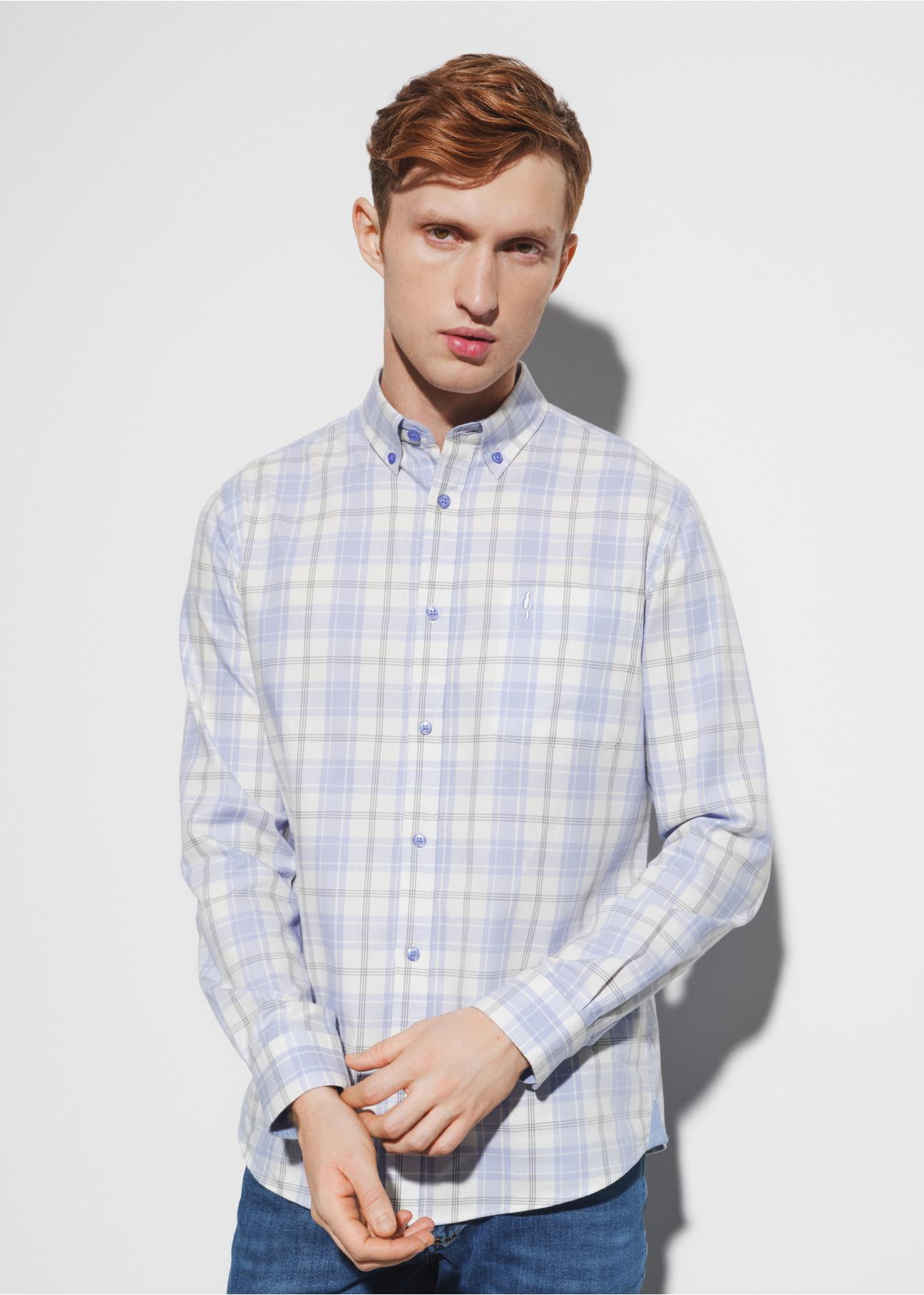 Men's light check shirt KOSMT-0309-15(W23)-03