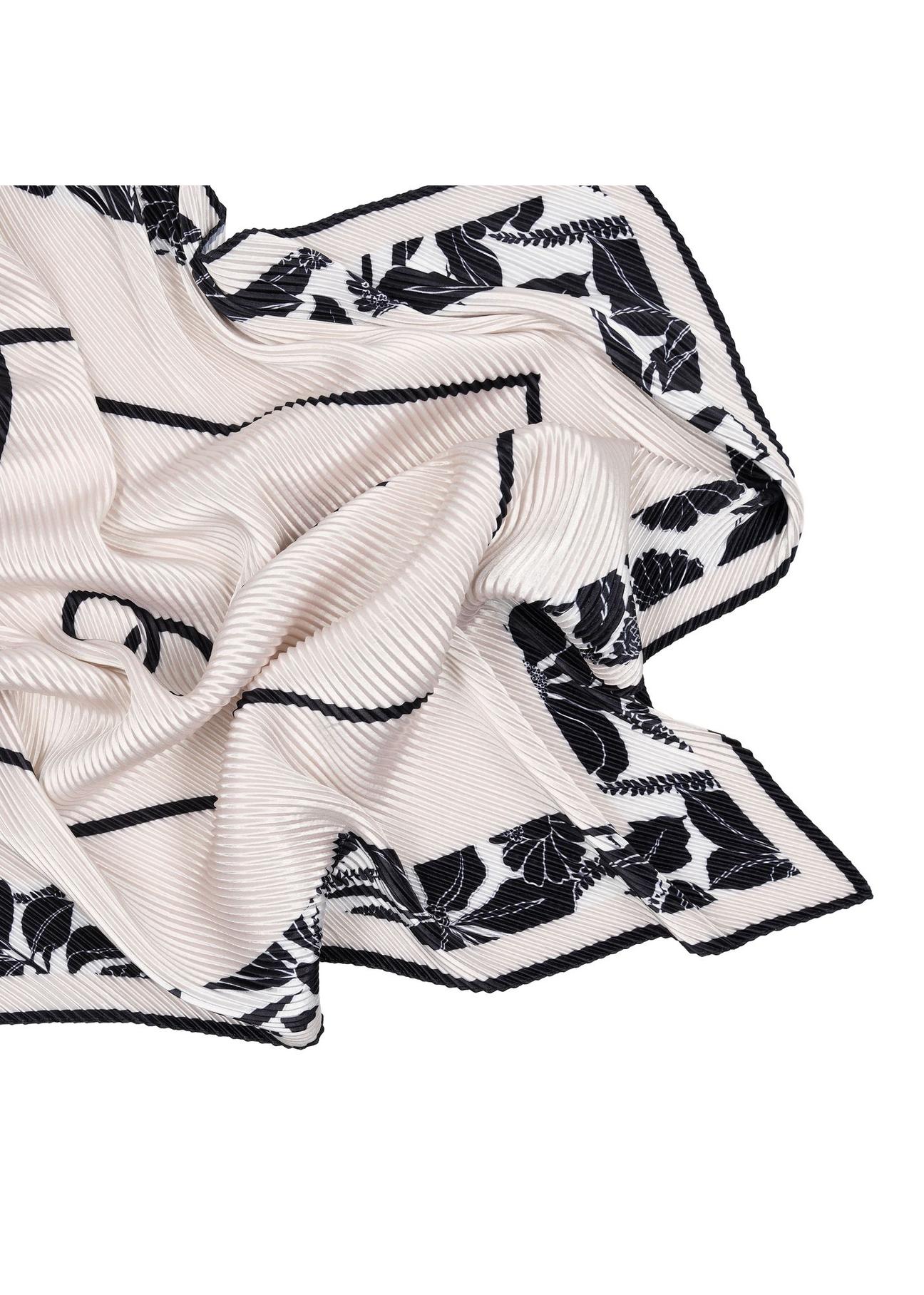 Women's scarf in black and cream floral pattern SZADT-0172-98(W24)-03