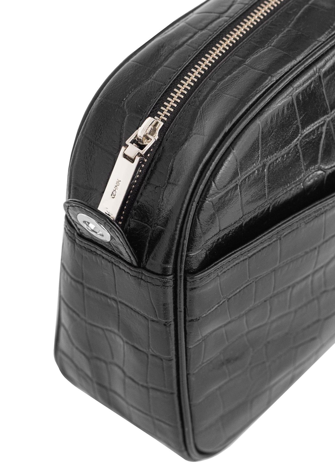 Women's black leather croco shoulder bag TORES-0806C-99(W24)-06