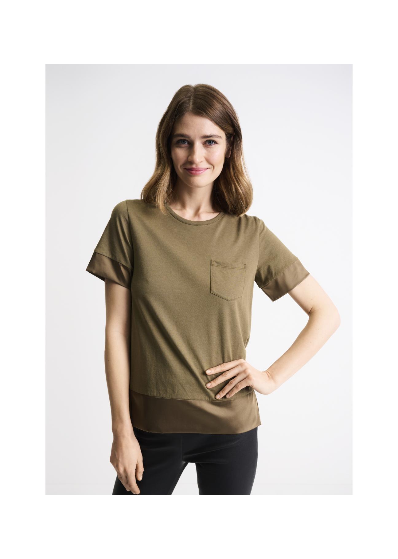 Women's short sleeve blouse BLUDT-0071-55(W22)-01