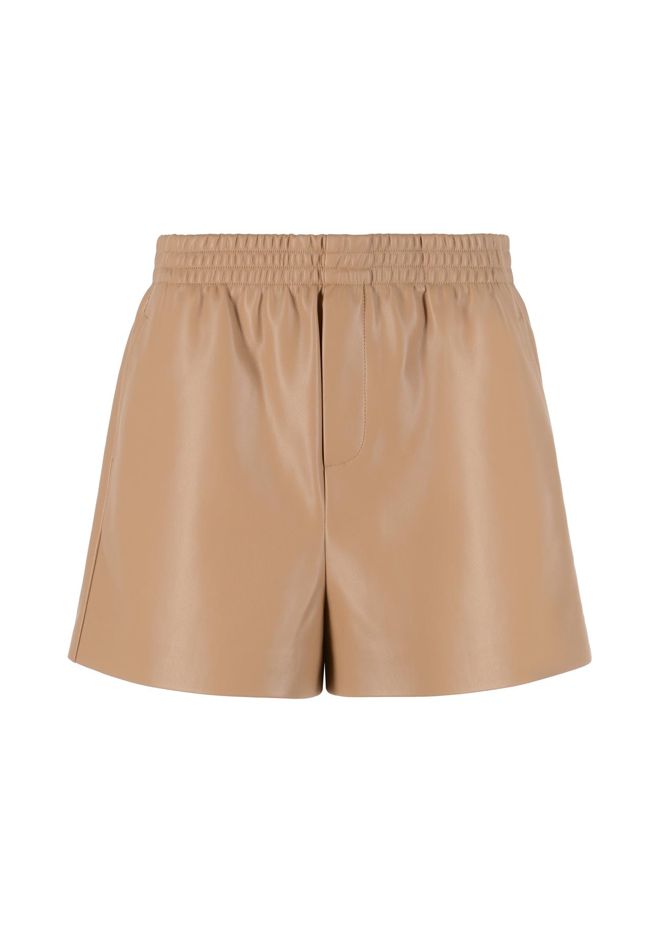 Beige imitation leather shorts SPODP-0001-81(W23)-04