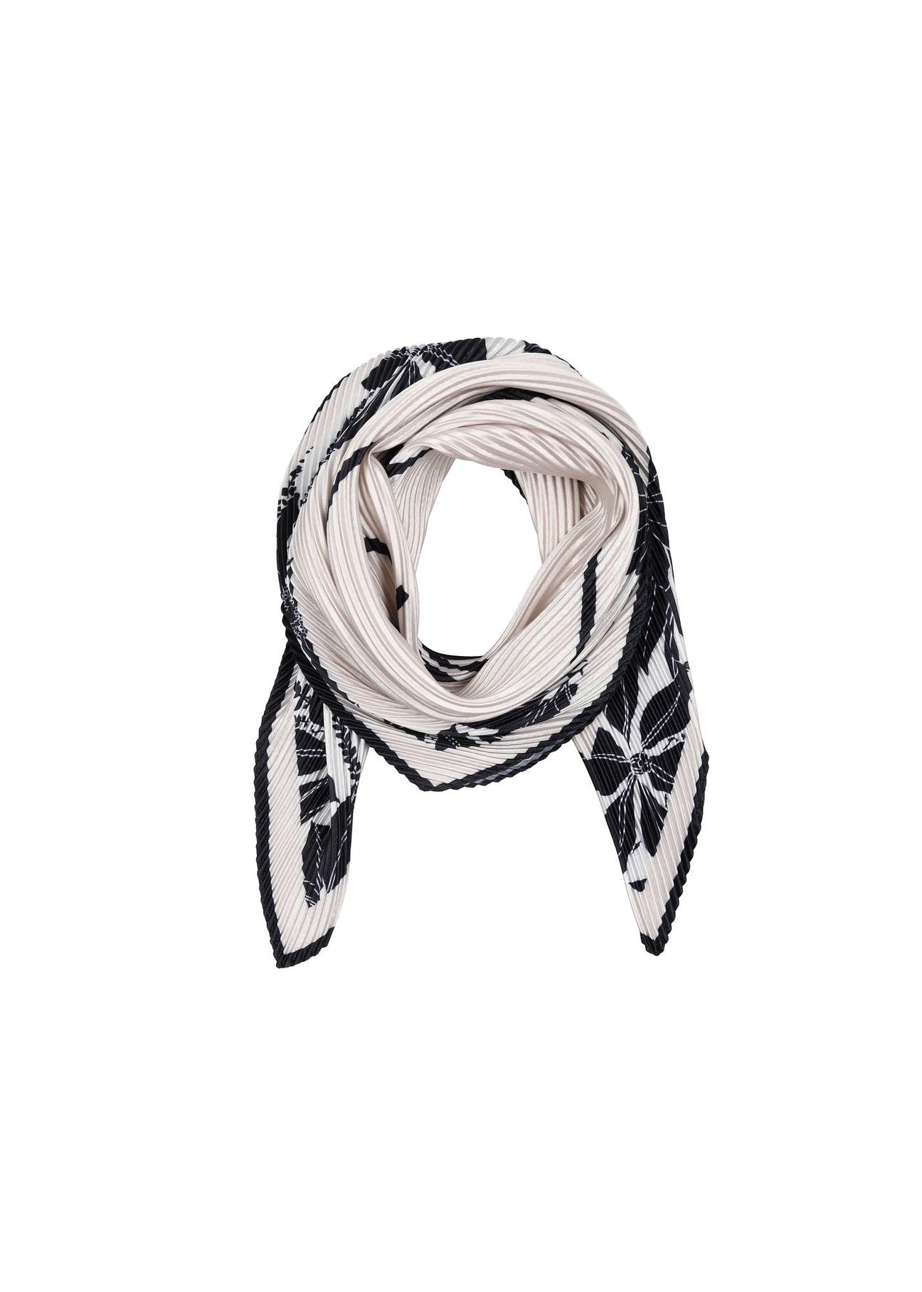 Women's scarf in black and cream floral pattern SZADT-0172-98(W24)-02