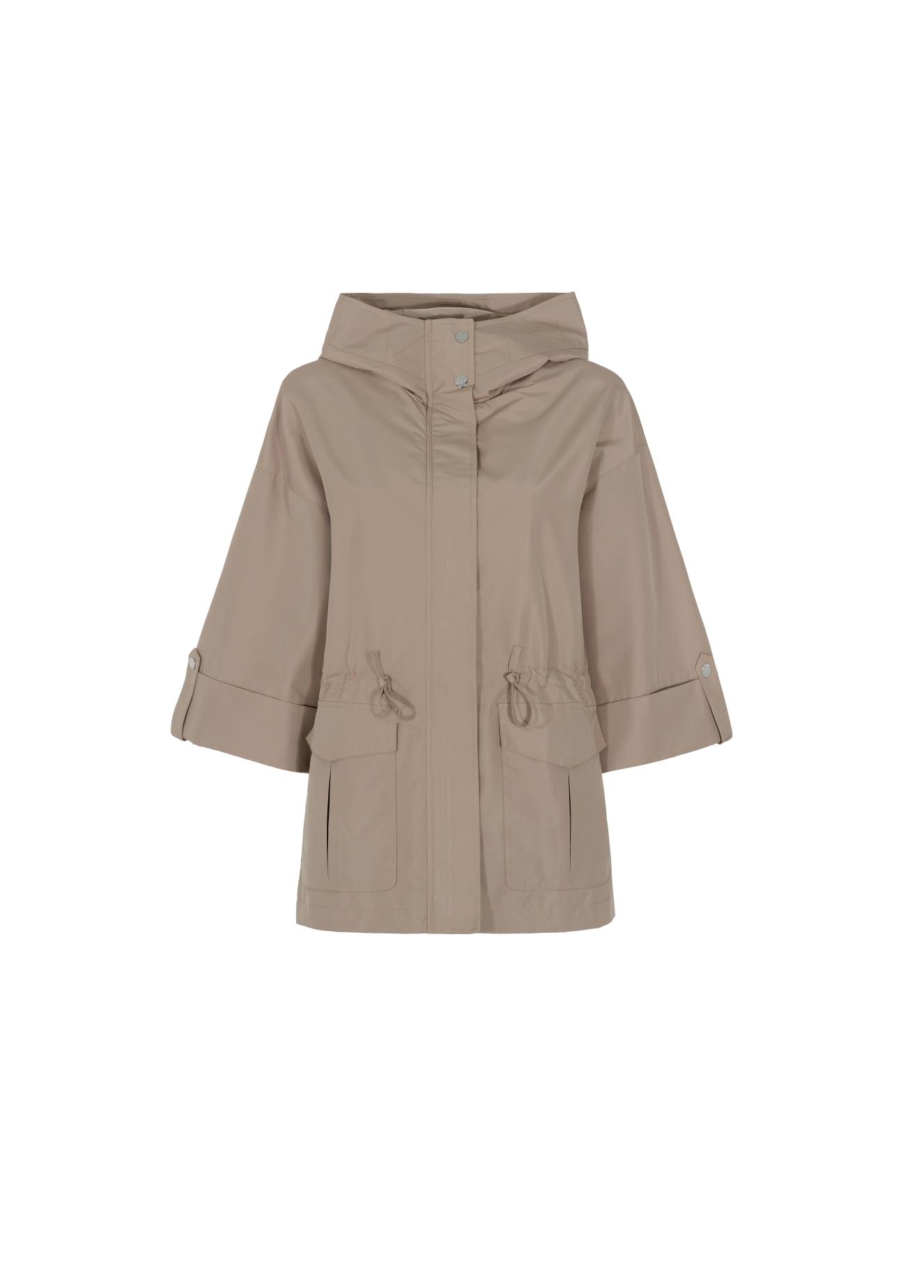 Beige women's oversize jacket KURDT-0295-81(W22)-03