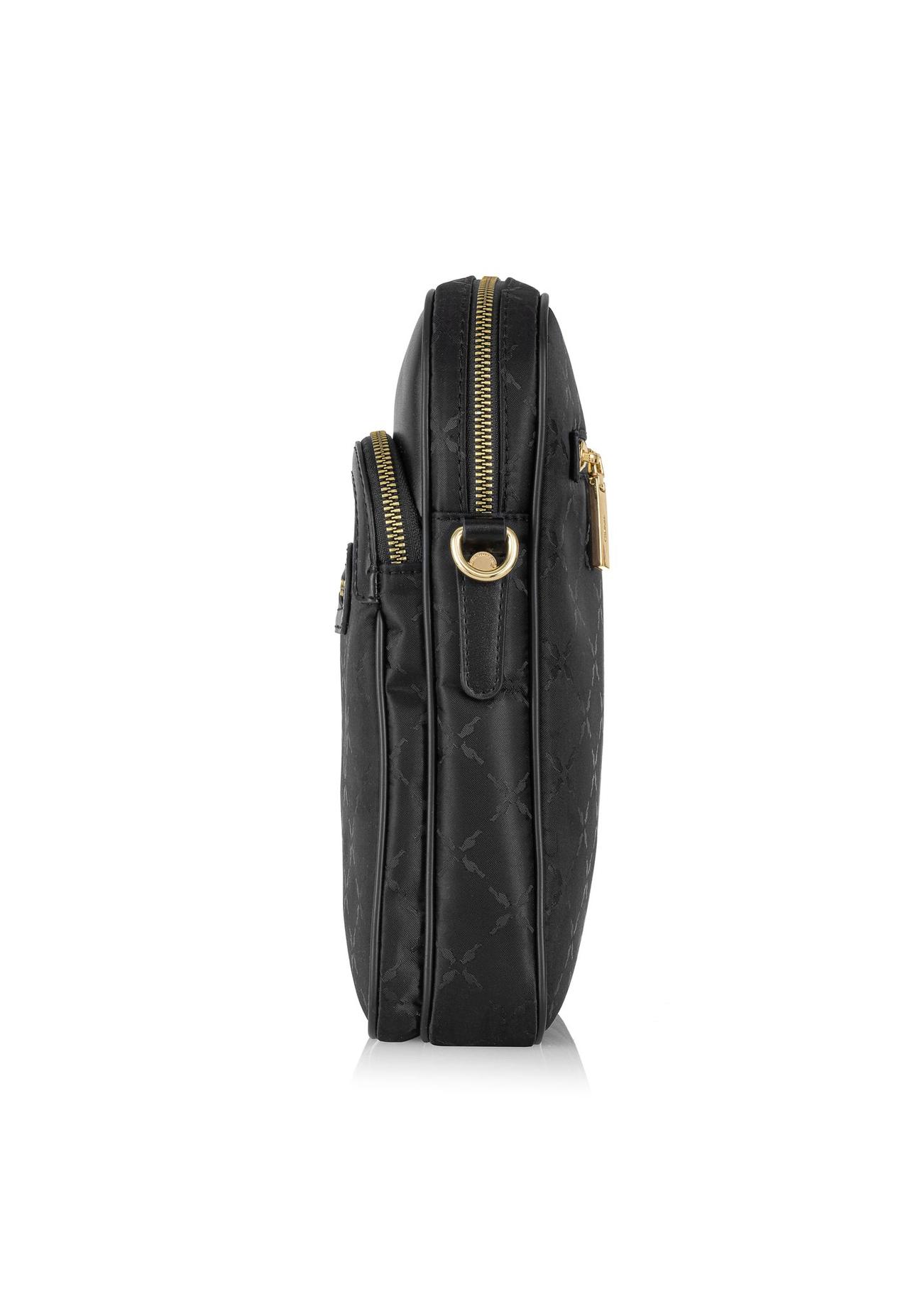 Black women's messenger bag with monogram TOREN-0257A-99(Z24)-03