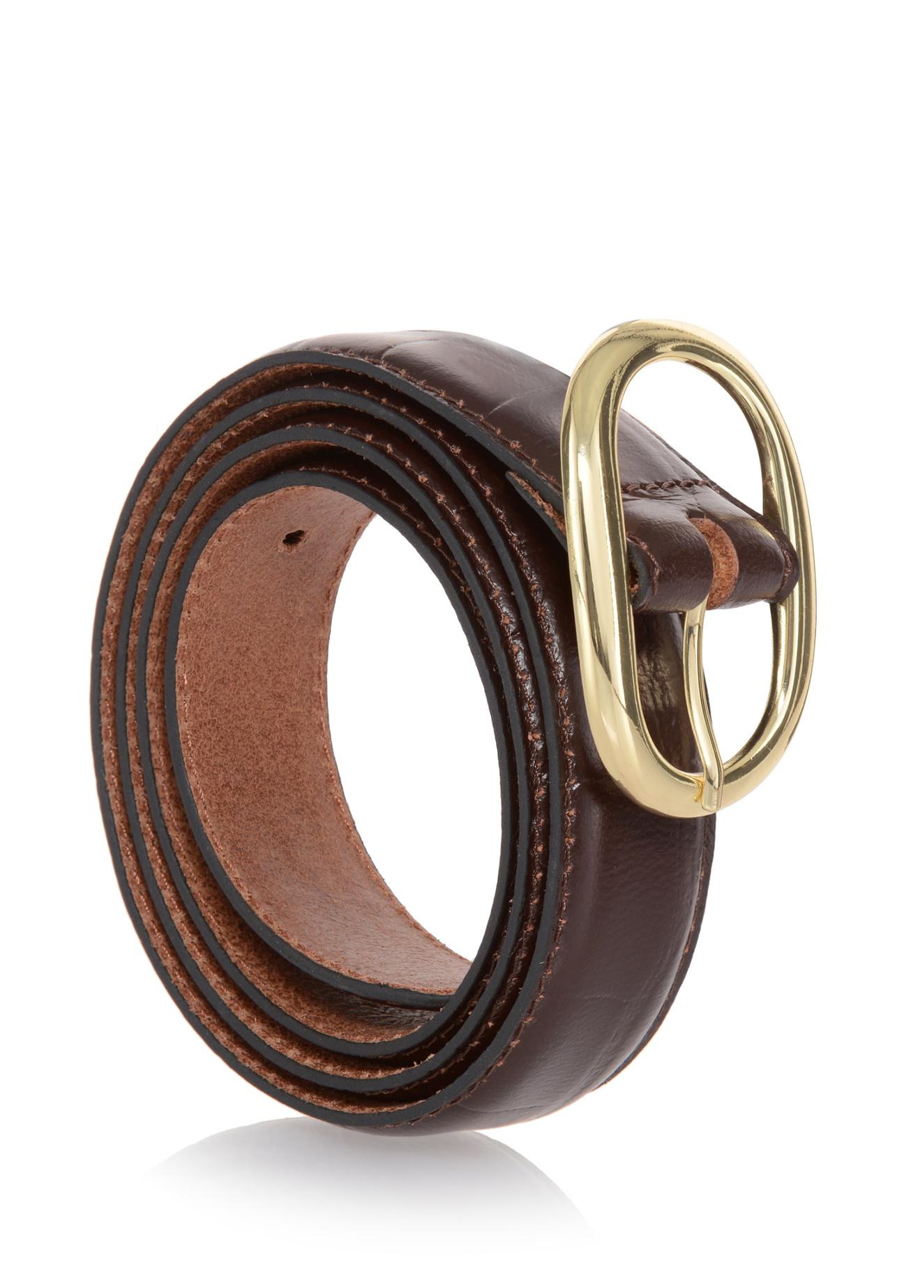 Brown leather women's belt PASDS-0174C-89(Z23)-02