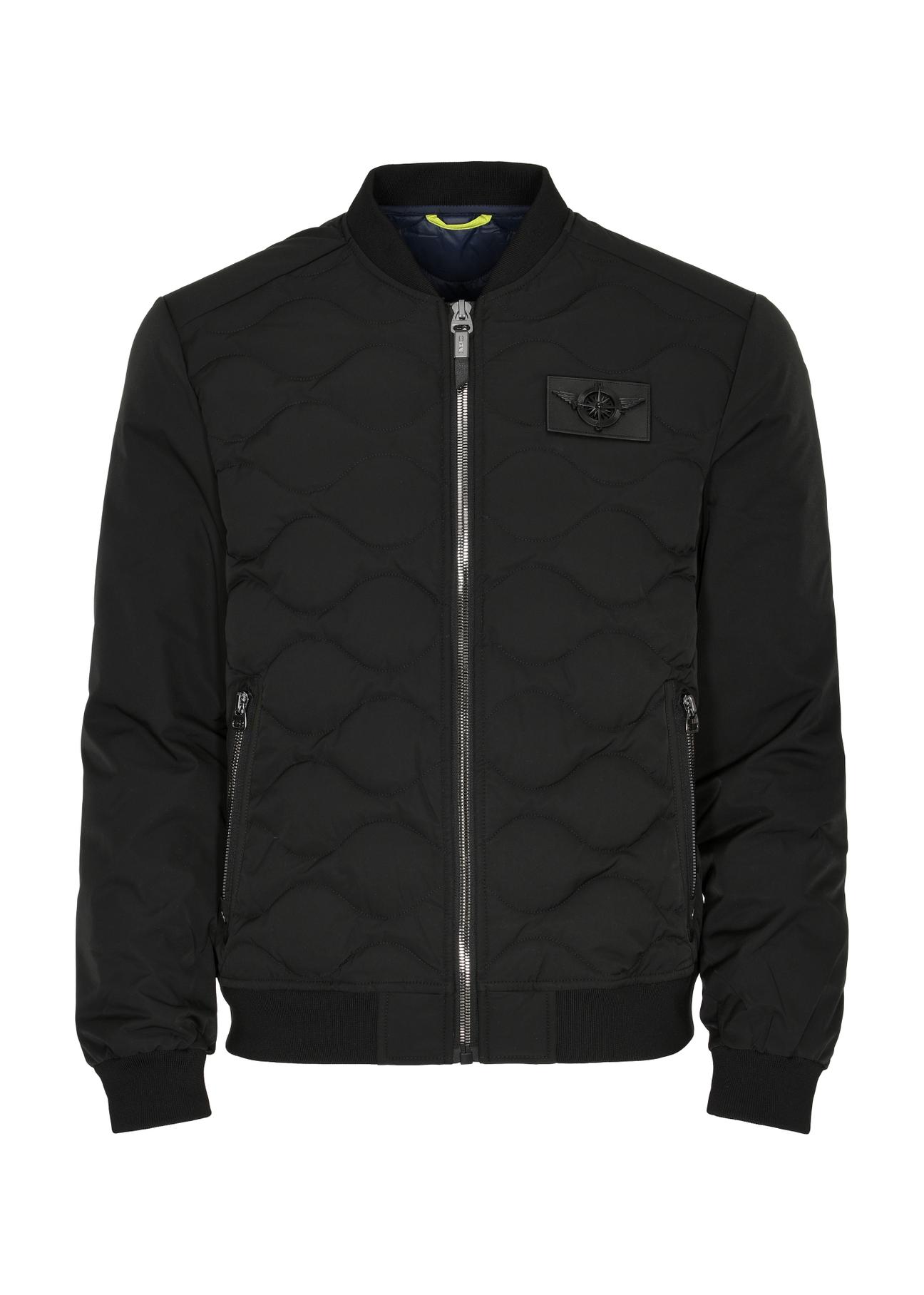 Men's black quilted bomber jacket KURMT-0328-99(W24)-04