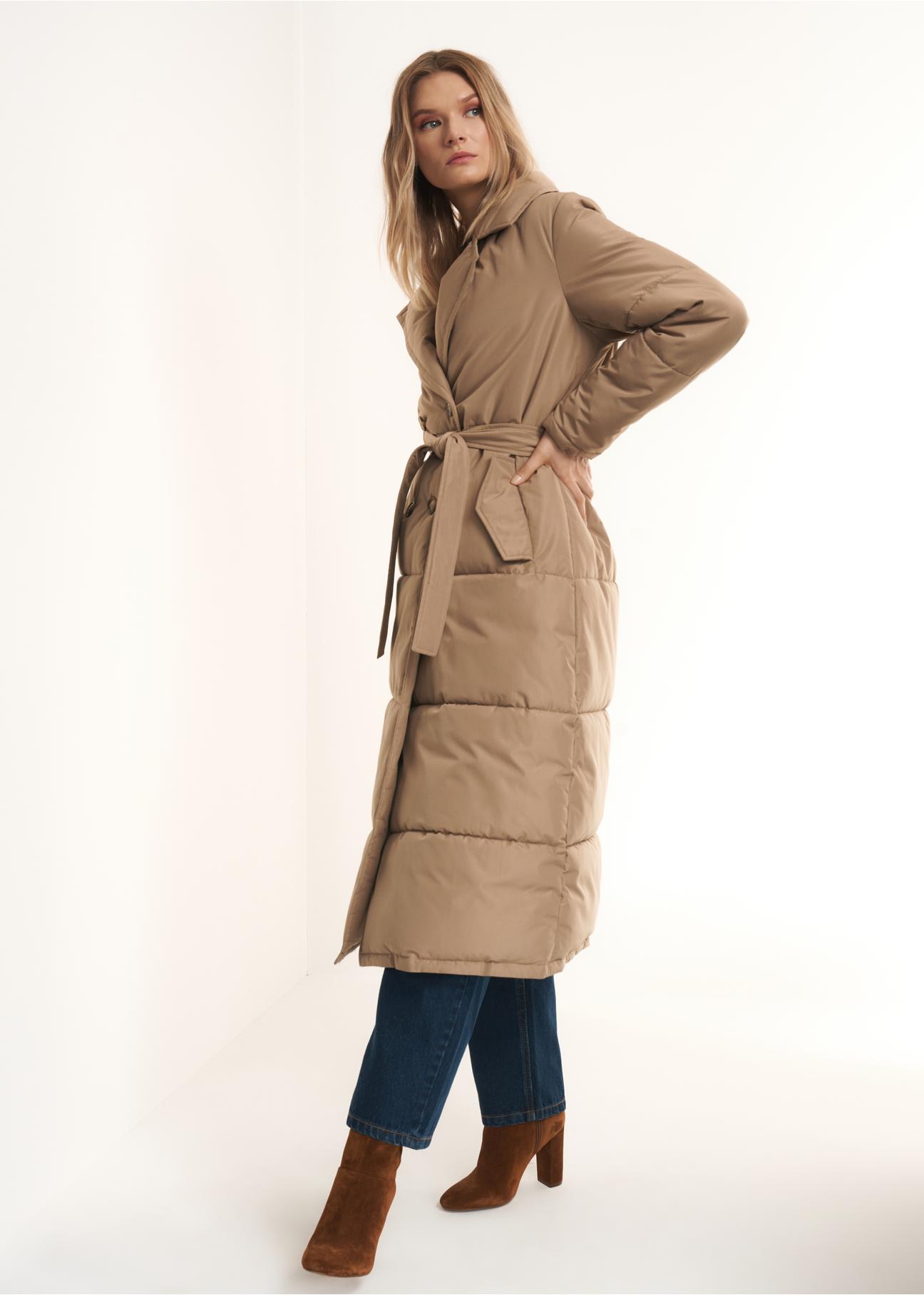 Women's autumn coat with belt KURDT-0385-81(Z22)-02