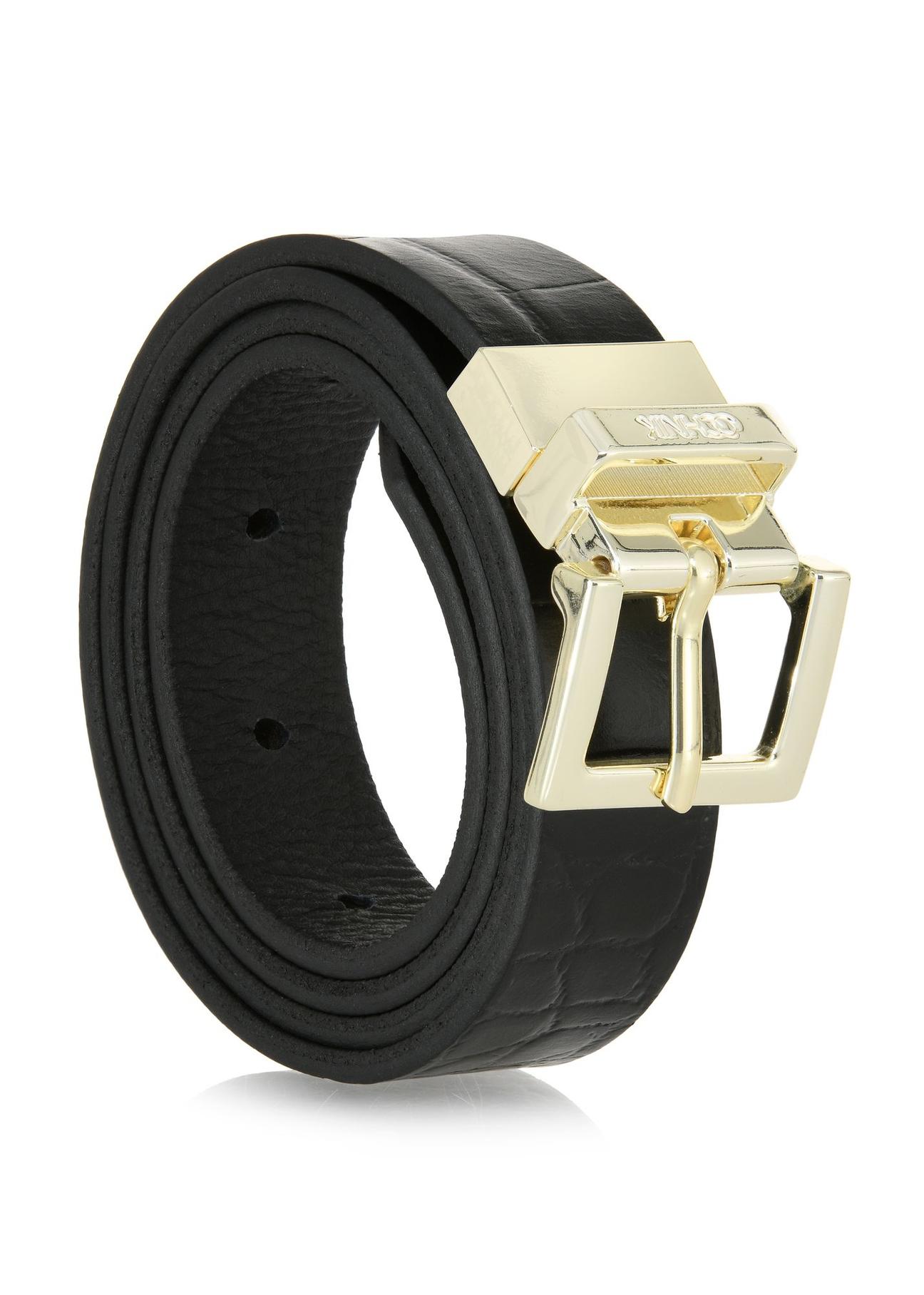 Women's double-sided black leather belt PASDS-0304-99(W24)-02