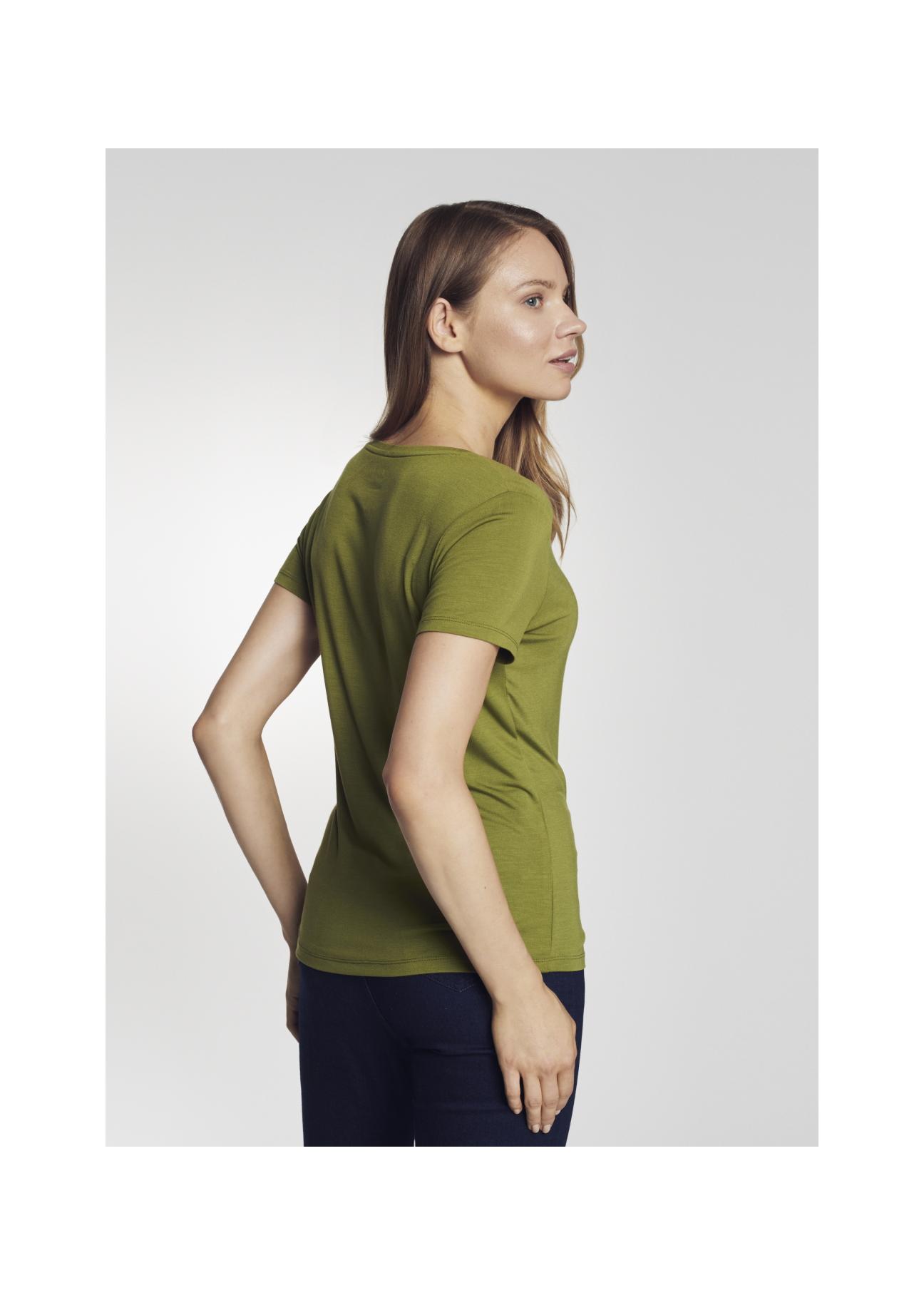 Women's khaki T-shirt with applique TSHDT-0072-55(Z21)-04