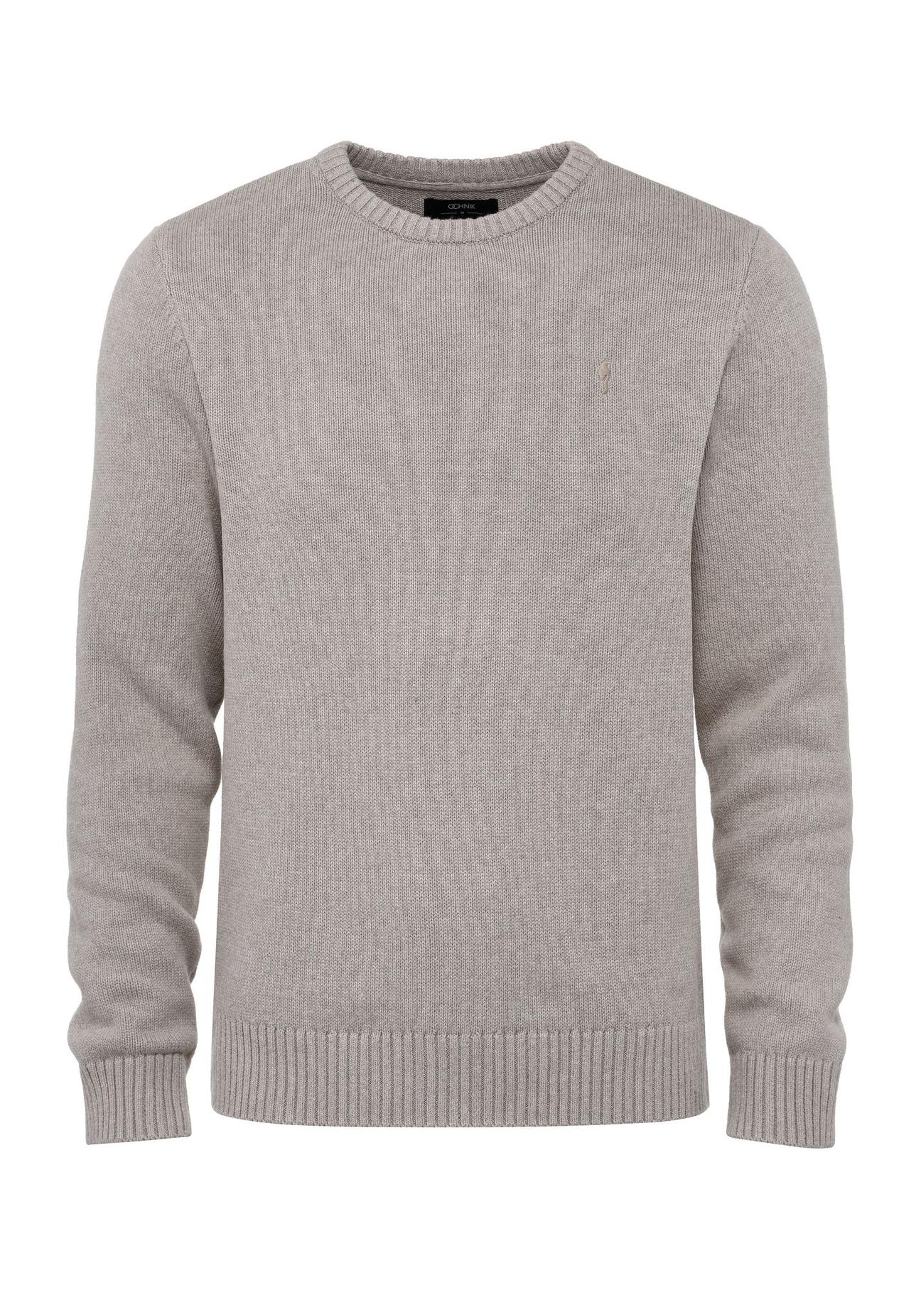 Beige men's cotton sweater SWEMT-0147-81(Z24)-01