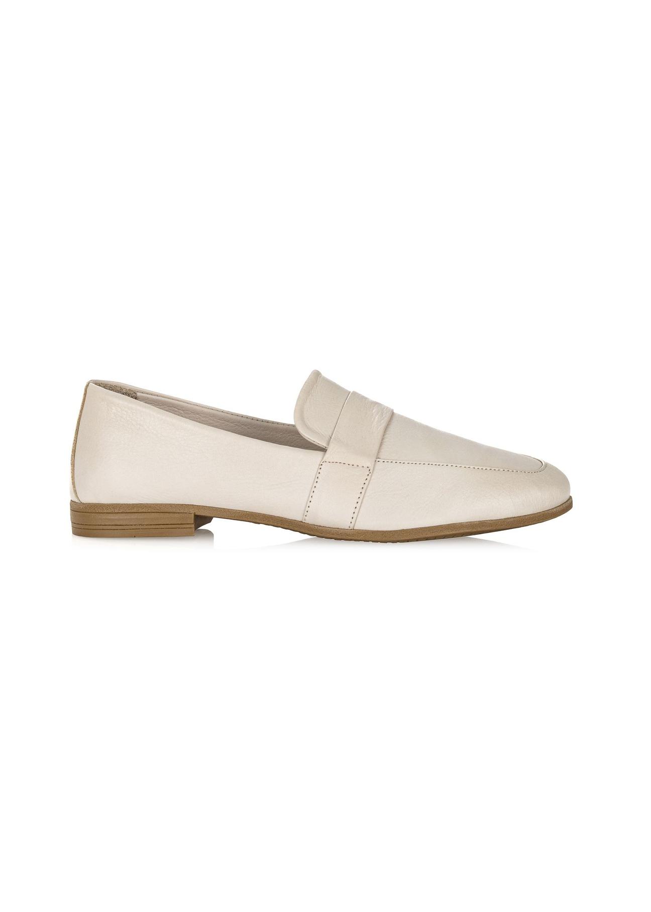 Women's cream leather moccasins BUTYD-1074-12(W24)-01