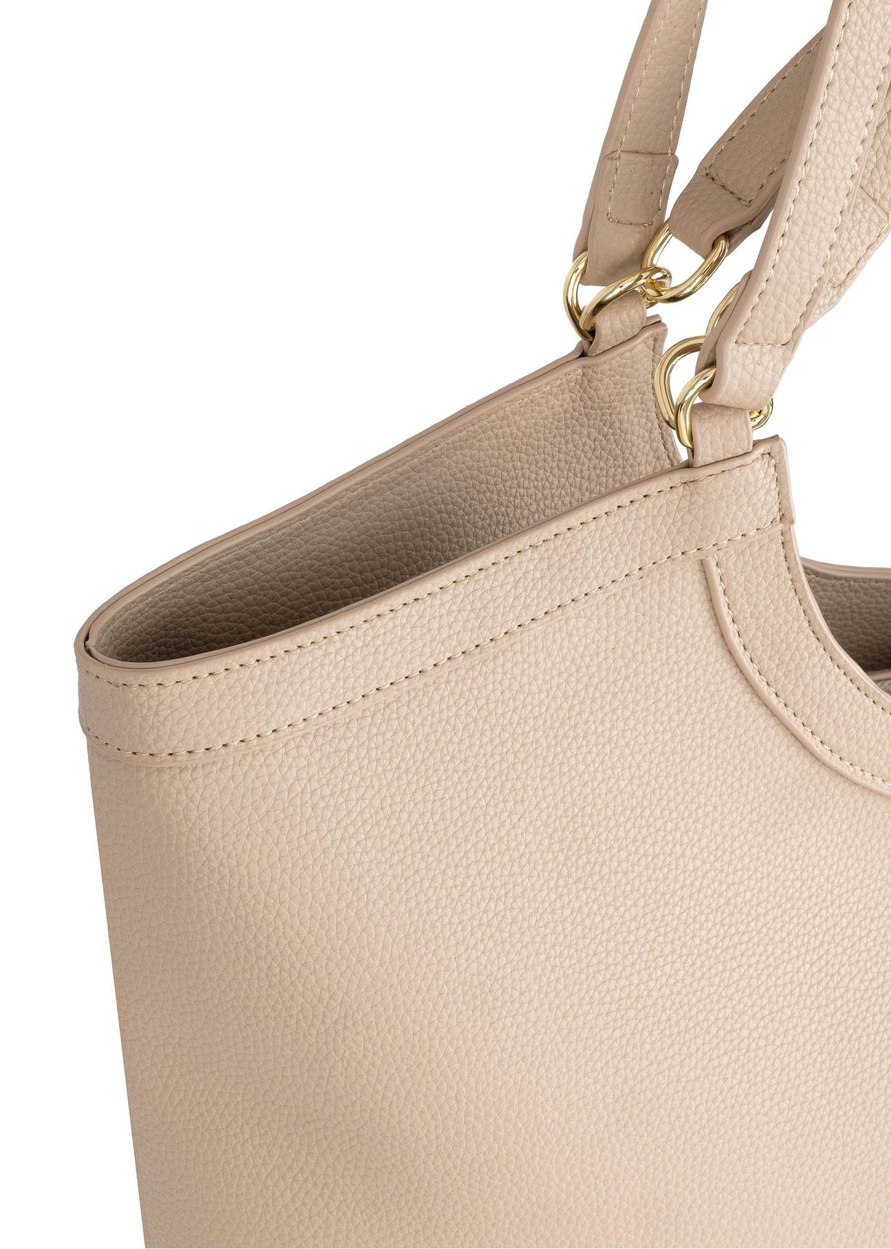 Beige imitation leather shopper bag TOREC-0871-81(W24)-07