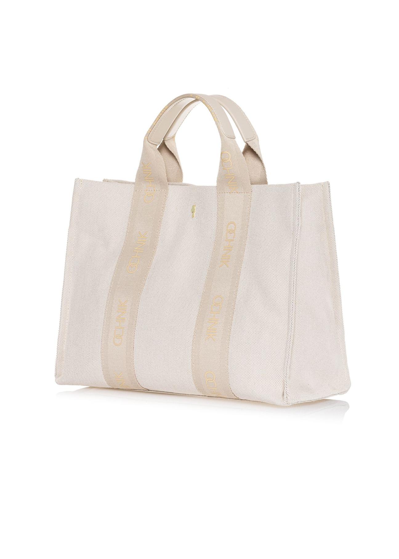 Cream women's tote bag TOREN-0288A-12(W25)-02