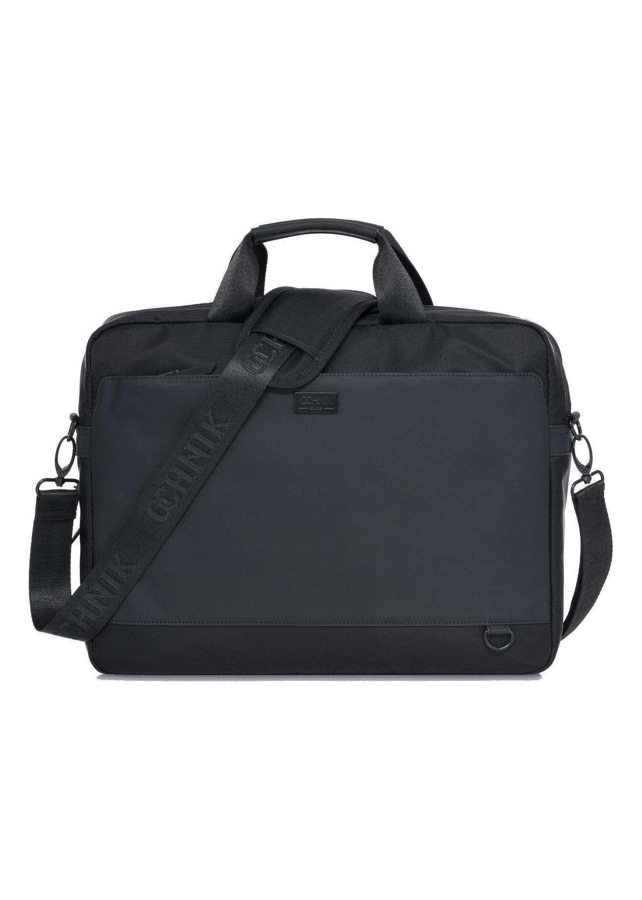 Black men's briefcase with laptop pocket TORMN-0312-99(W24)-01