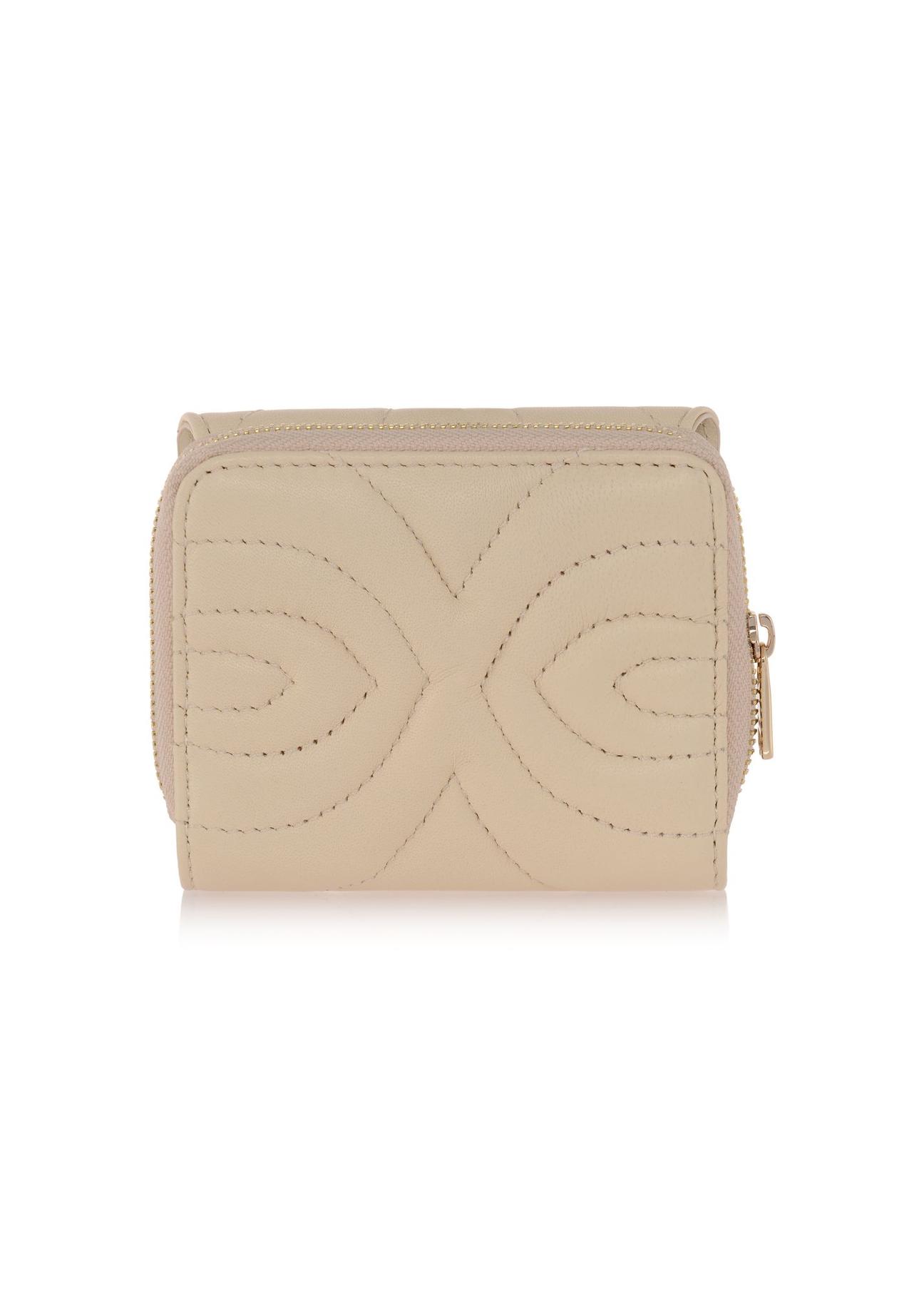 Women's cream leather wallet PORES-0802B-12(W23)-02