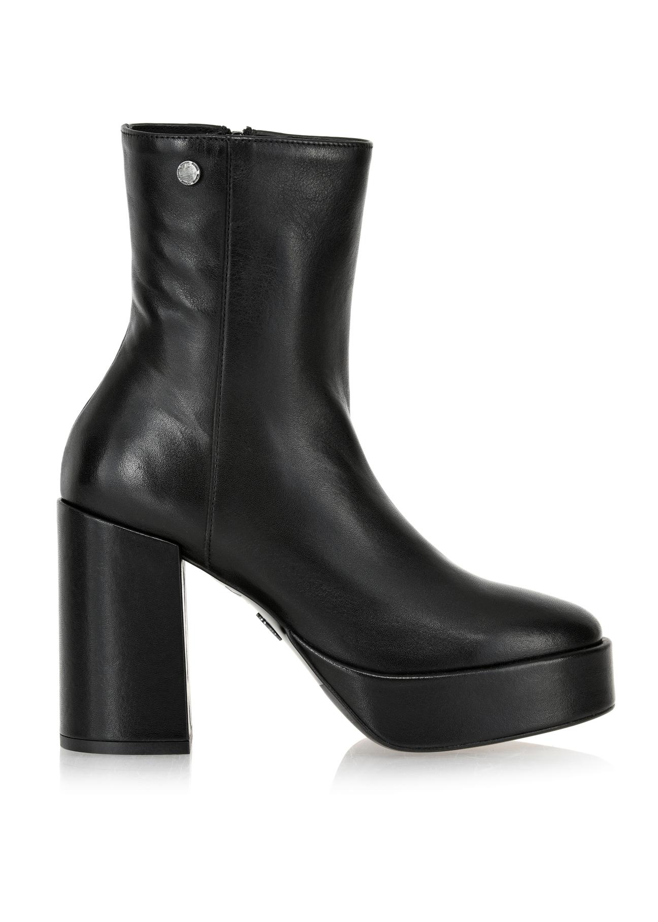 Women's heeled leather boots BUTYD-1043-99(Z23)-01