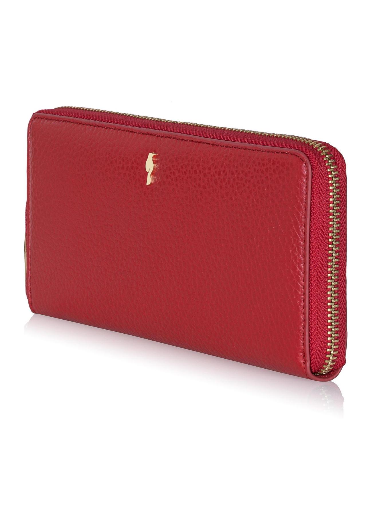 Red leather women's belt wallet PORES-0892-40(Z23)-02