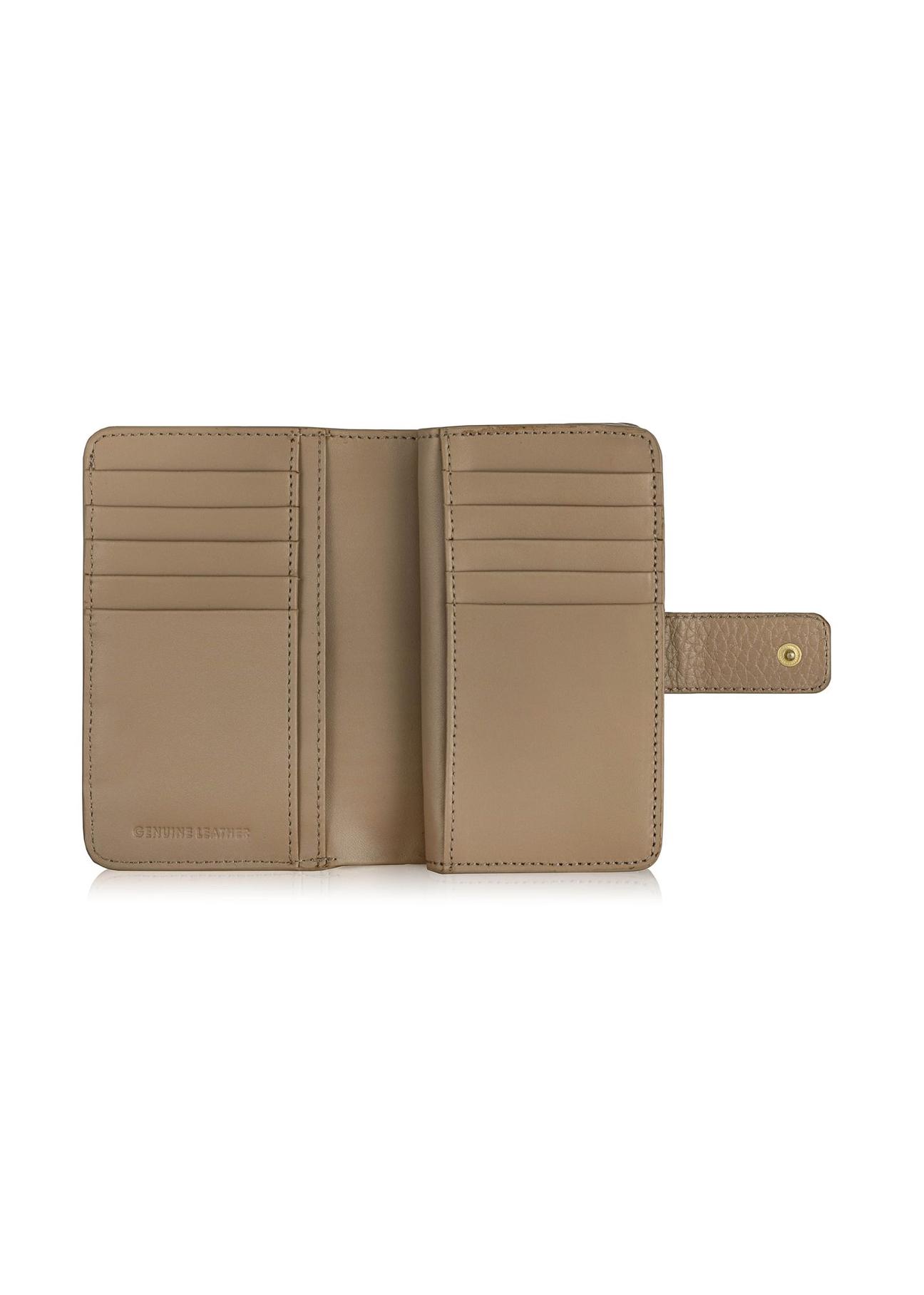 Women's beige leather wallet PORES-0896-80(W24)-07