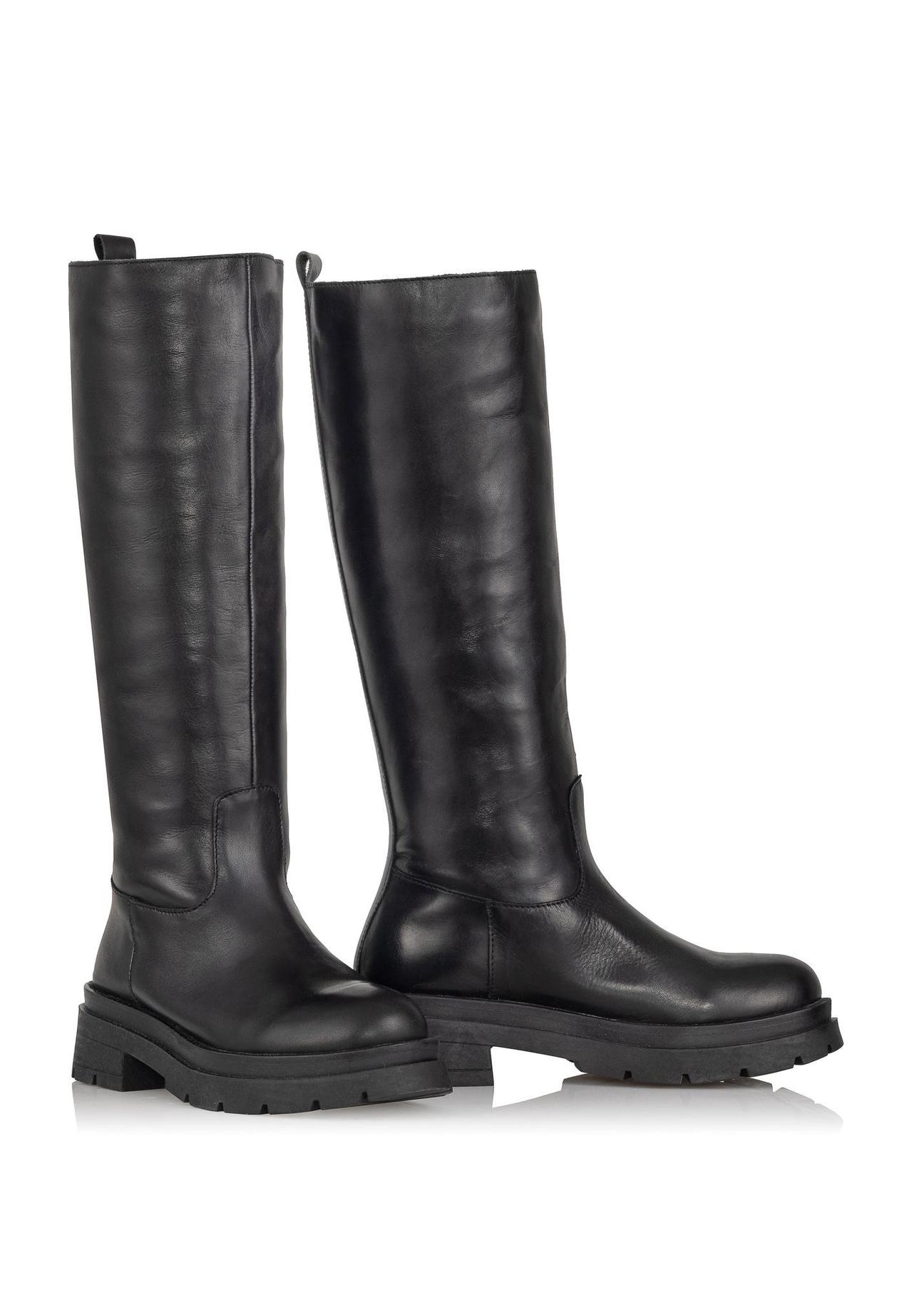 Women's black leather boots BUTYD-0935A-99(Z24)-02