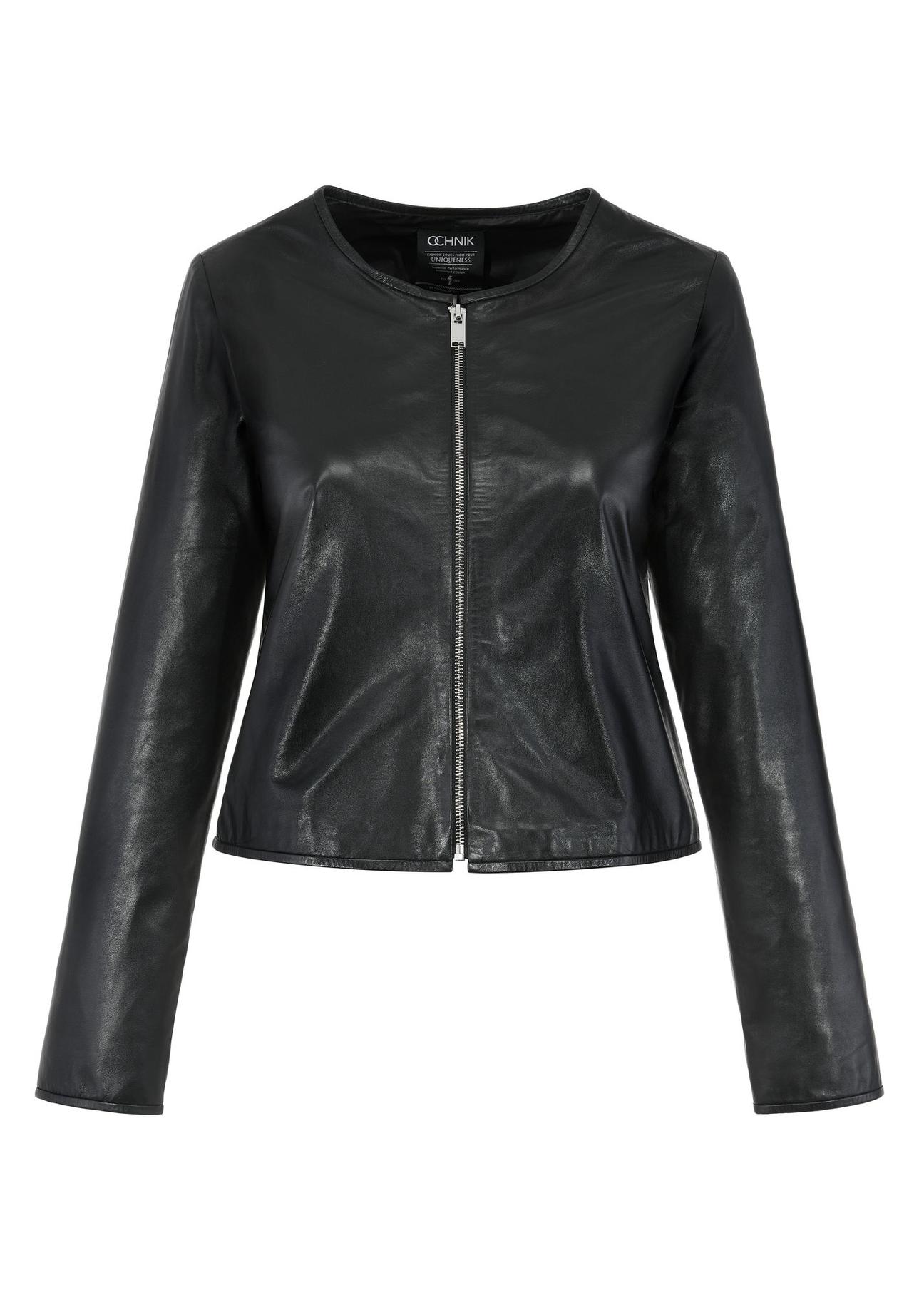 Classic black women's leather jacket KURDS-0508-1329(Z24)-01