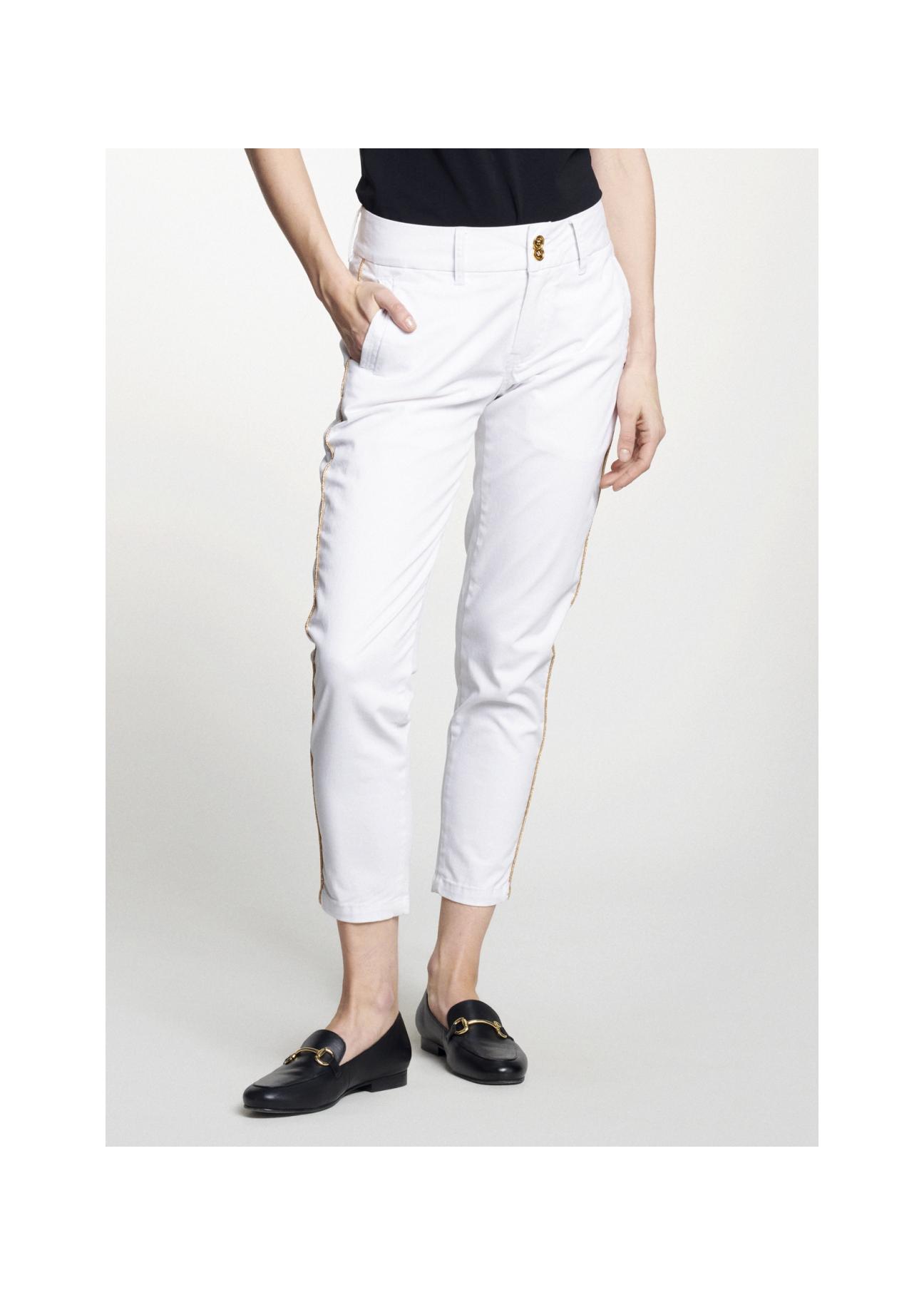 White women's pants with piping SPODT-0056-11(W21)-01