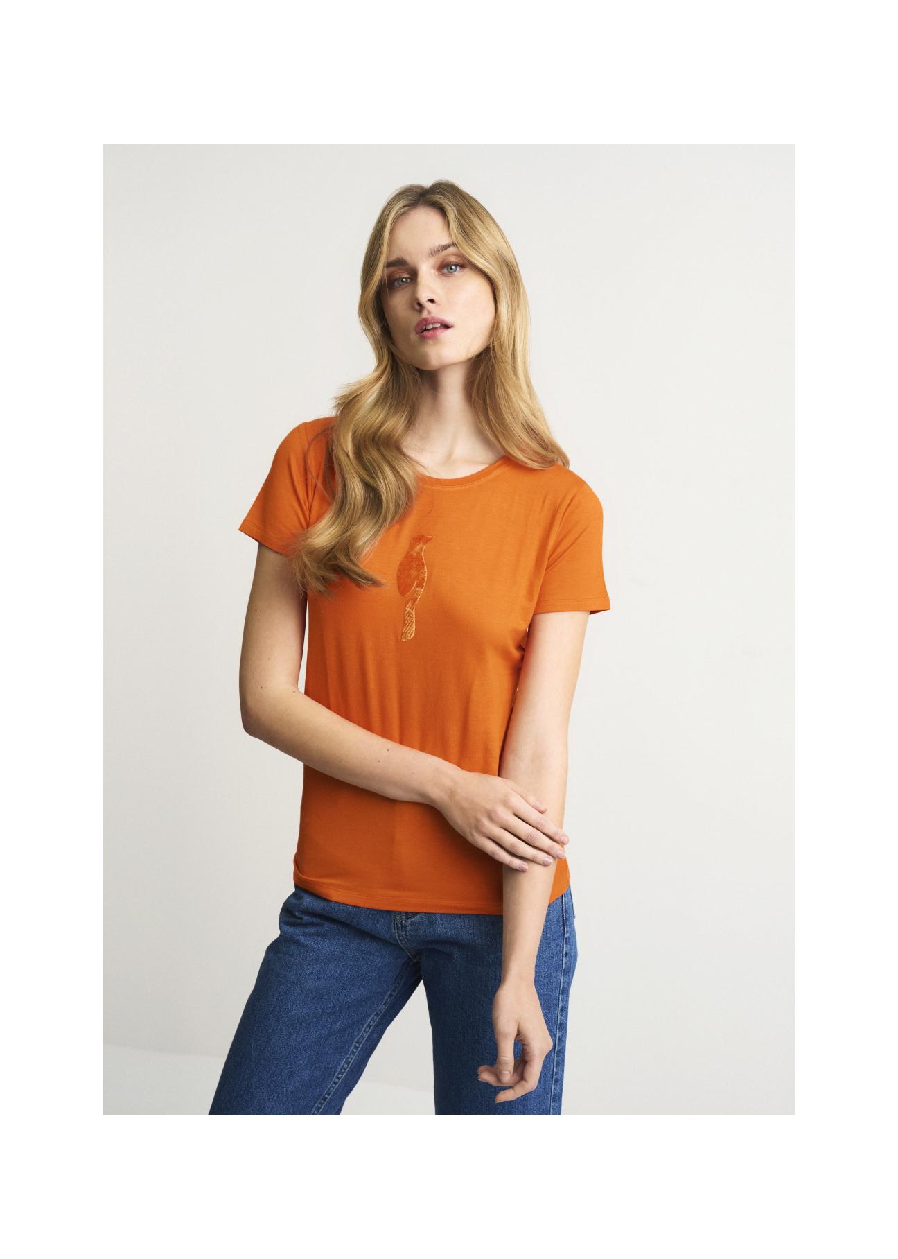 Orange Women's T-shirt with oriole TSHDT-0090-30(W22)-01