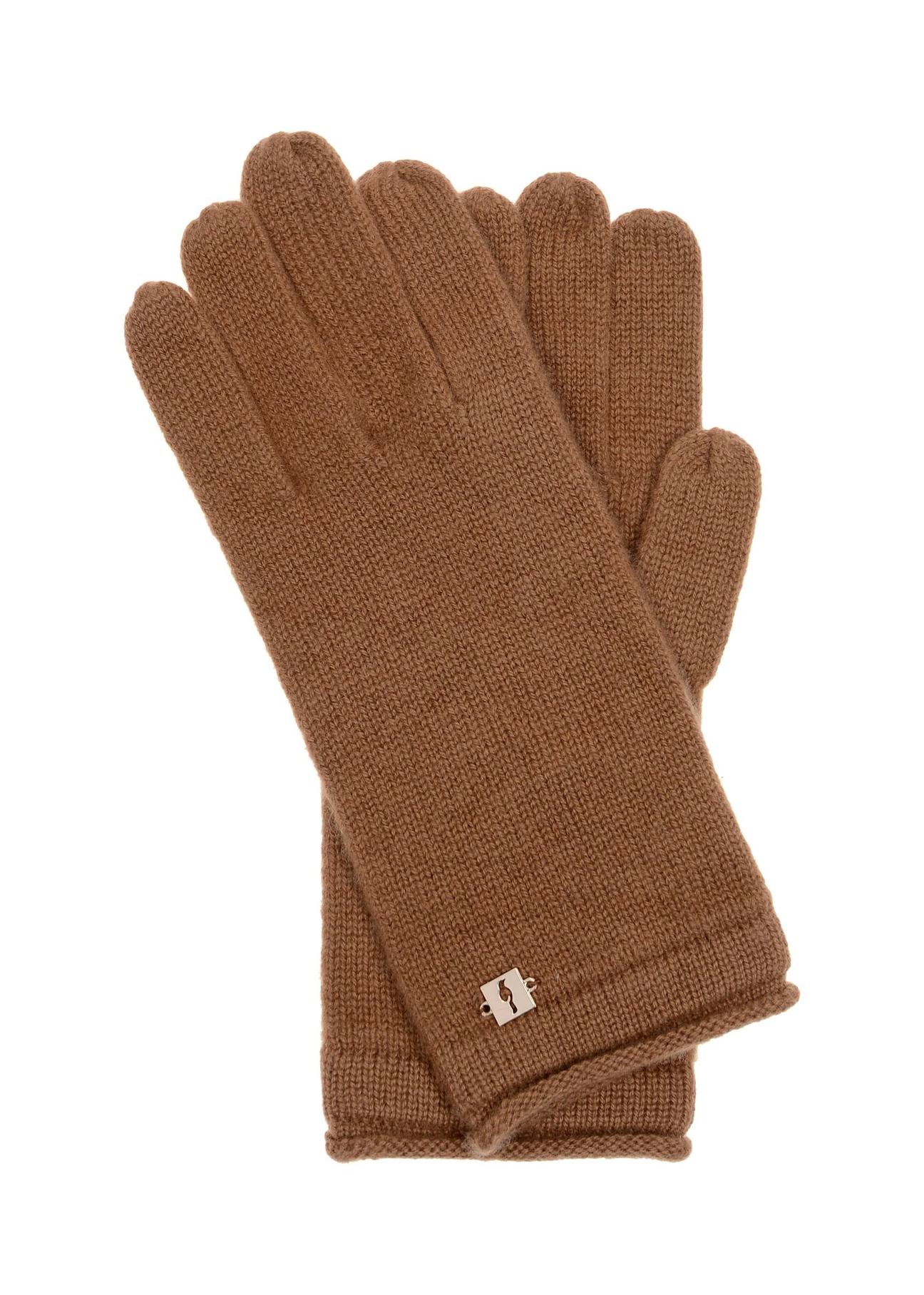 Women's cashmere caramel gloves REKDT-0020-24(Z24)-01