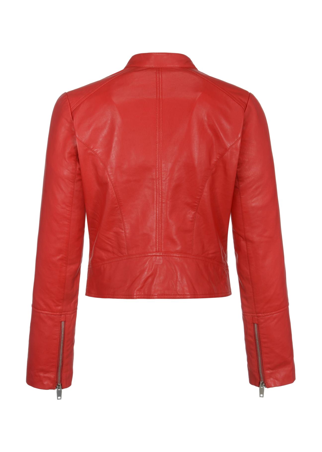 Red leather jacket for women KURDS-0305-1291(W23)-03