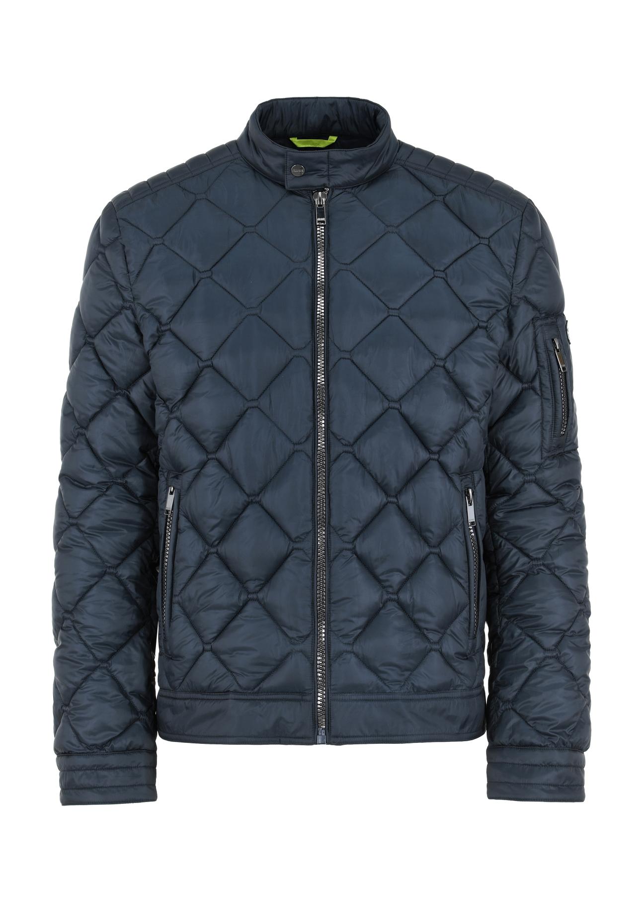 Navy blue men's quilted spring jacket KURMT-0327-68(W24)-04