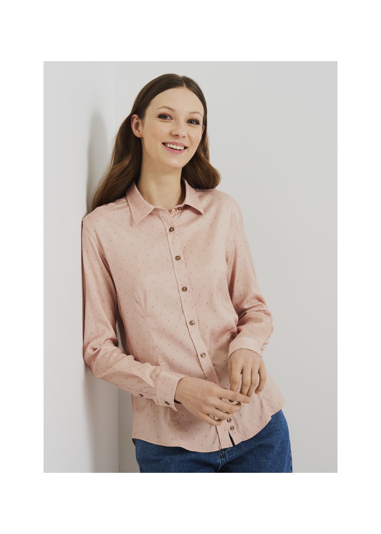 Women's beige shirt in fine oriel KOSDT-0089-81(W22)-02