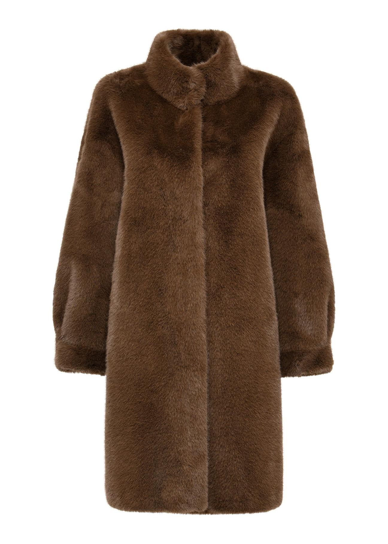 Brown elegant women's fur coat FUTDP-0050-89(Z24)-04