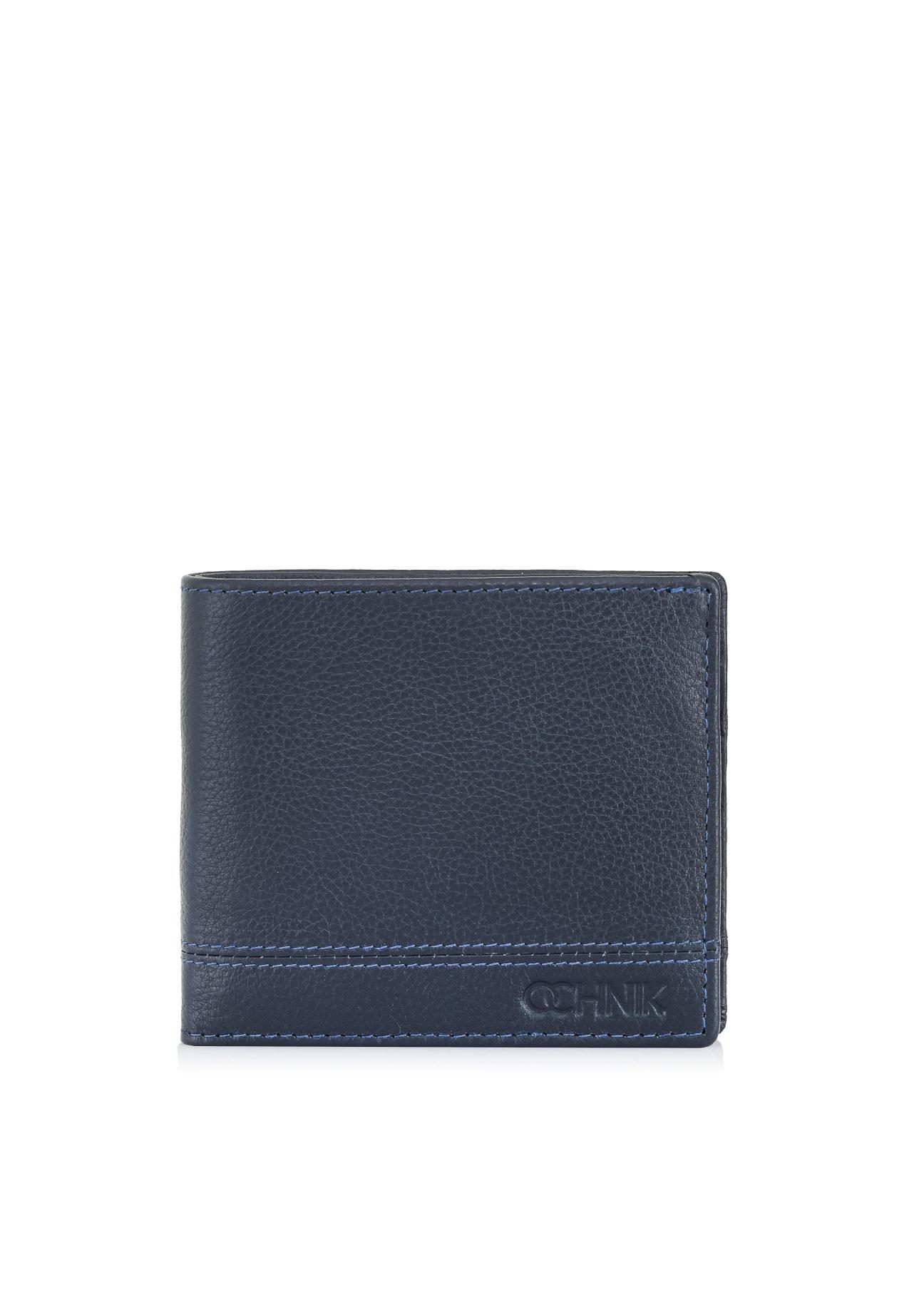 Men's navy blue leather wallet PORMS-0009-69(W24)-01