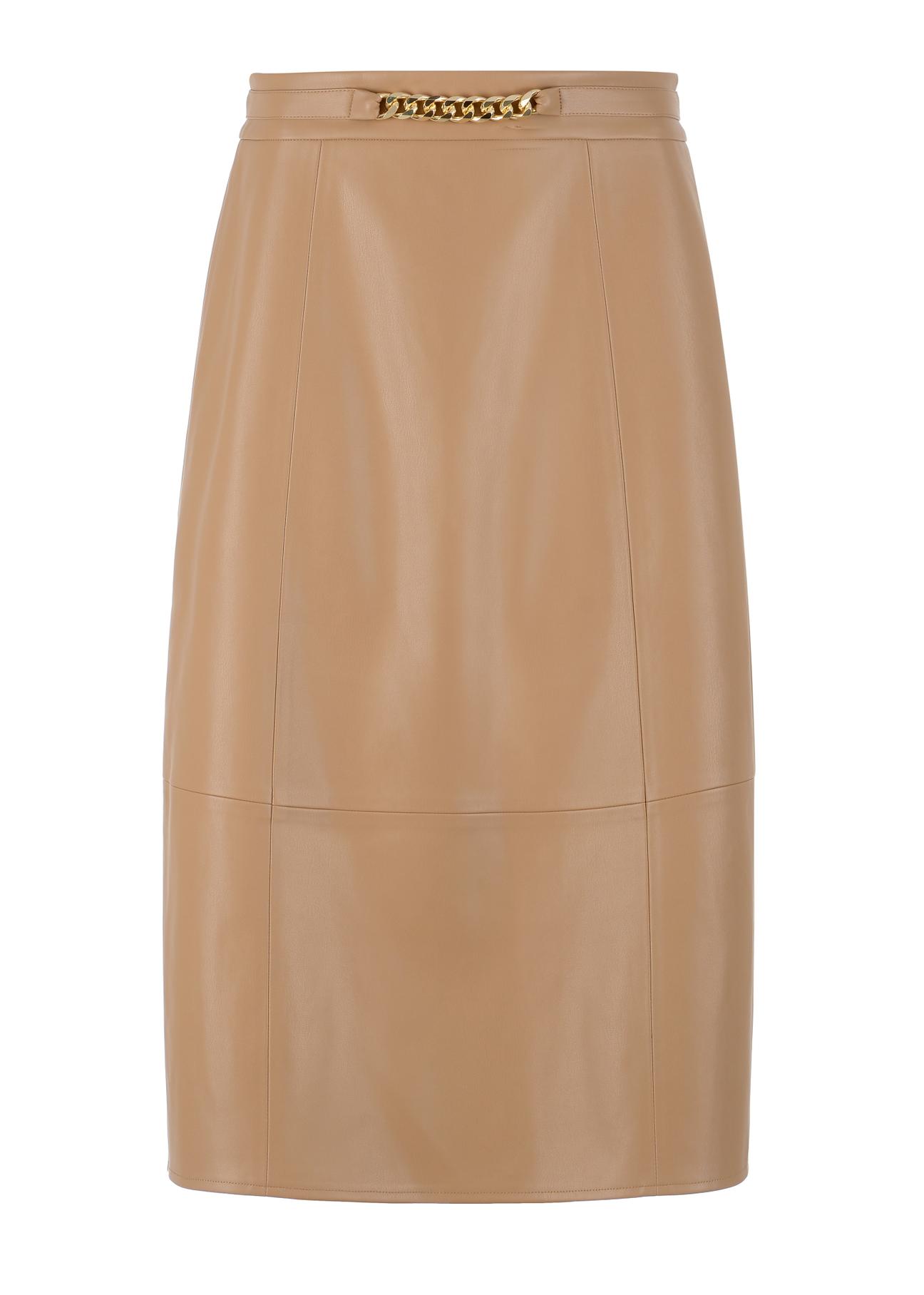 Beige imitation leather skirt SPCDP-0002-81(W23)-04