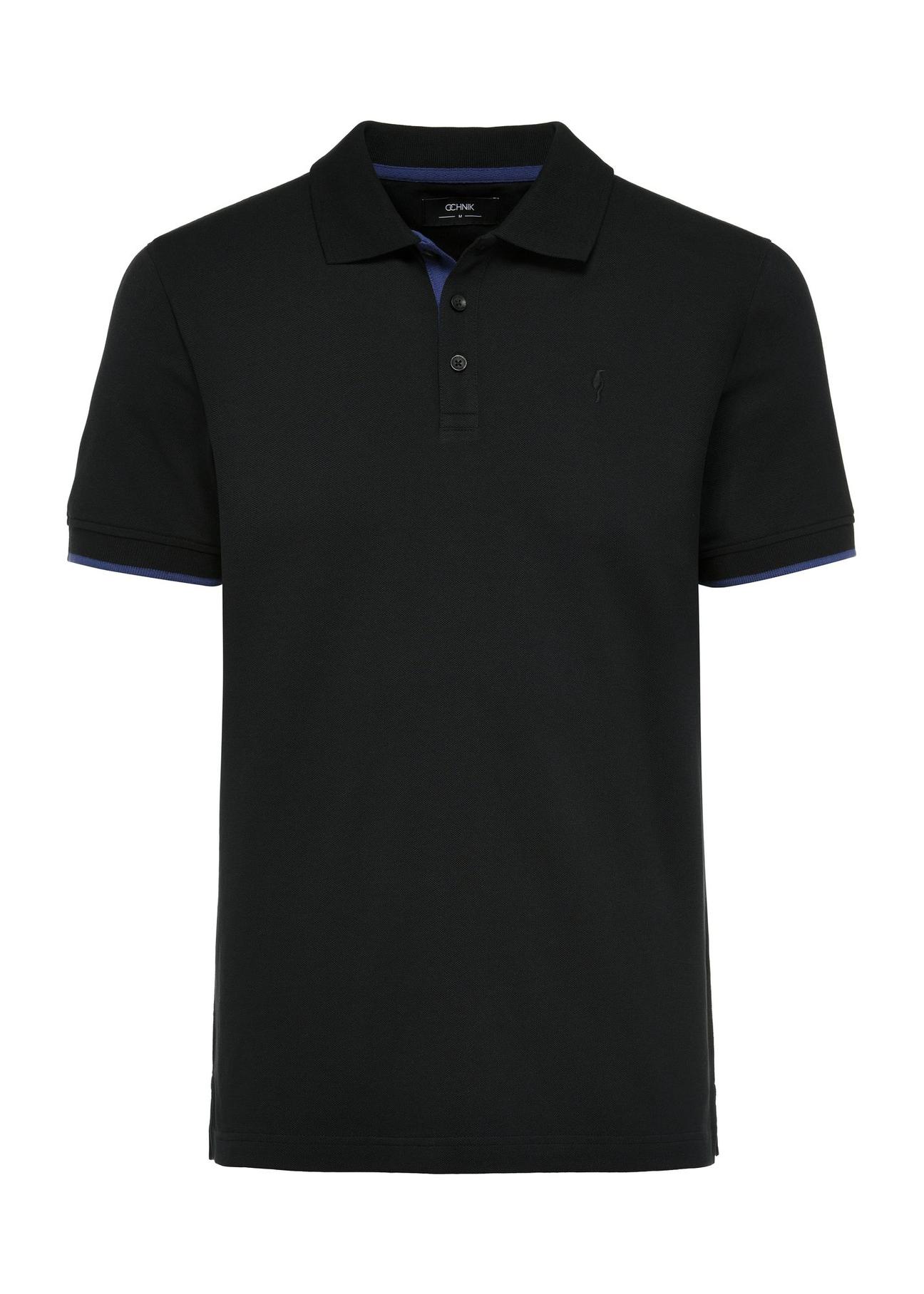 Black men's cotton polo shirt POLMT-0045B-99(W25)