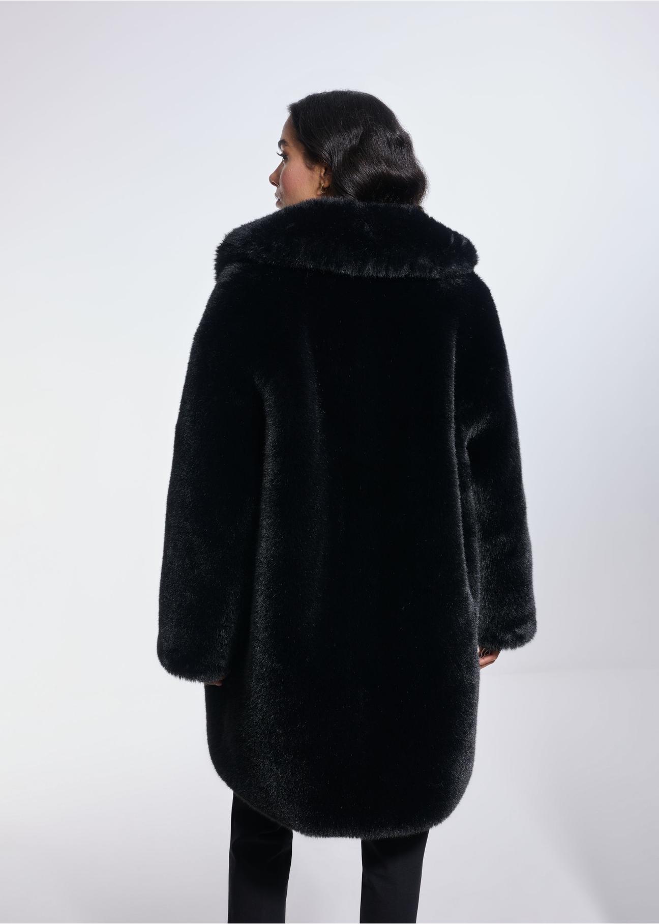 Black women's oversize fur coat FUTDP-0042-99(Z24)-04