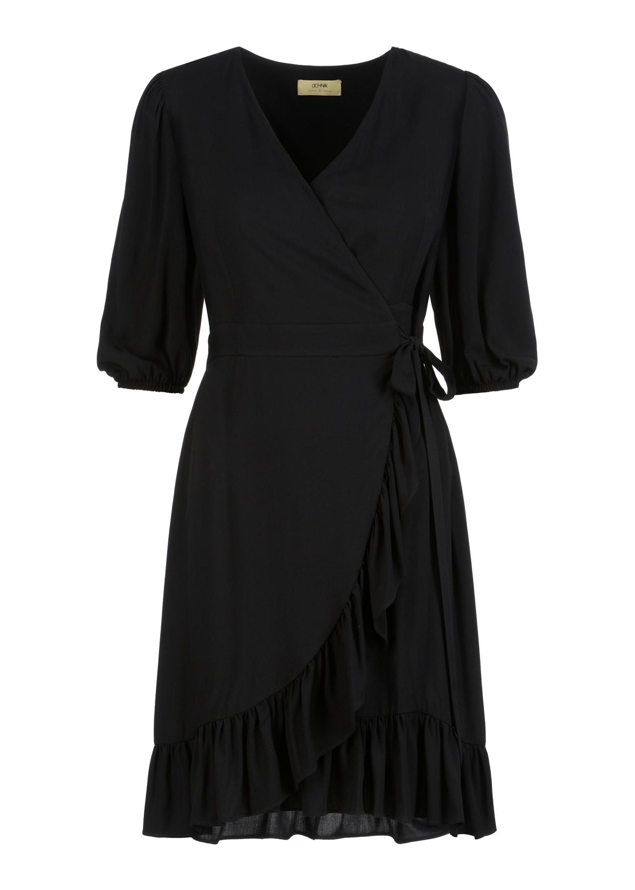 Black dress with frill SUKDT-0159-99(W23)-04