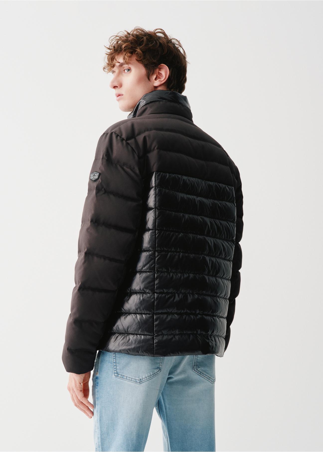 Men's black quilted down jacket KURMT-0312-99(Z23)-03