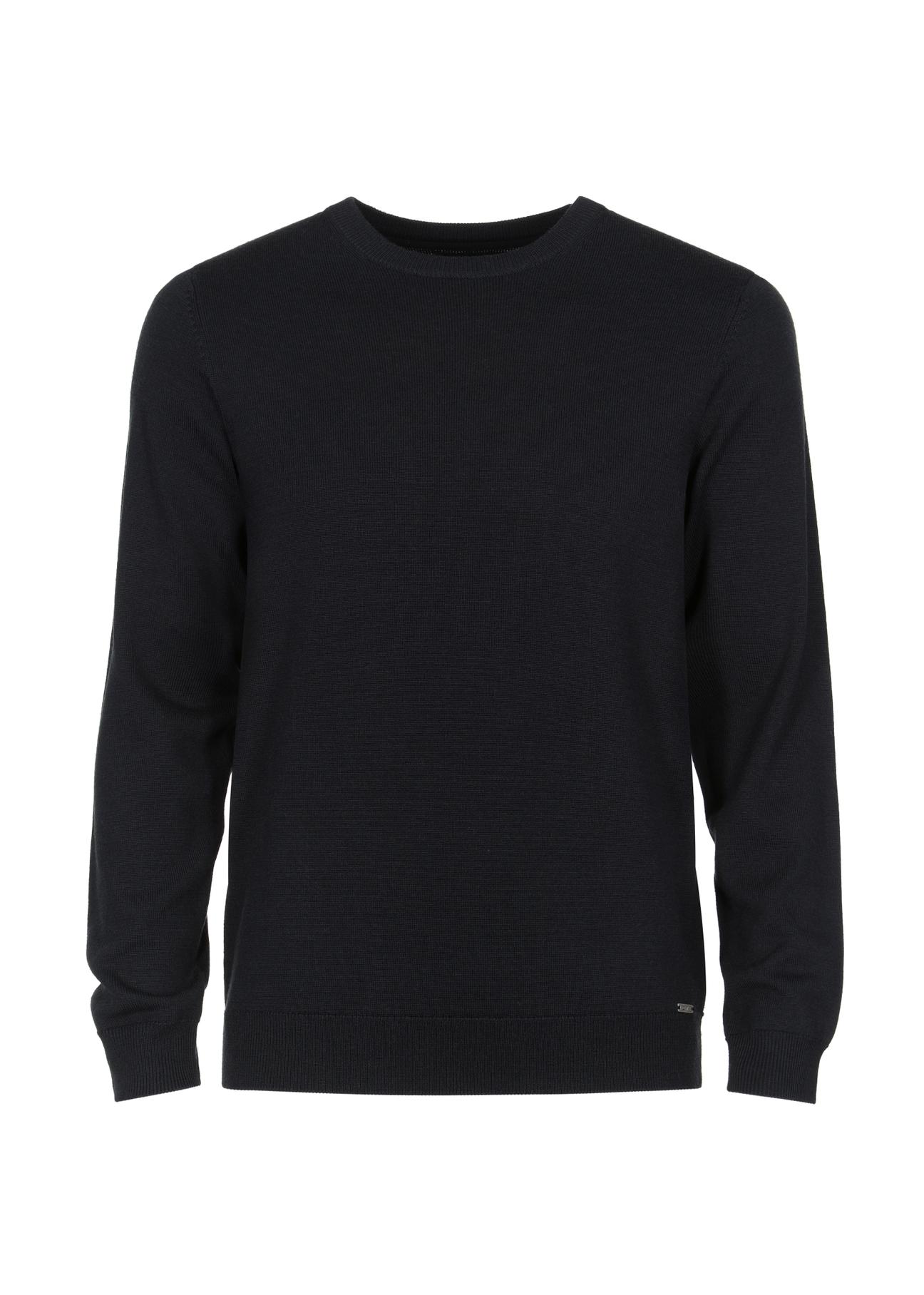 Men's black wool sweater SWEMT-0139-99(Z23)-03