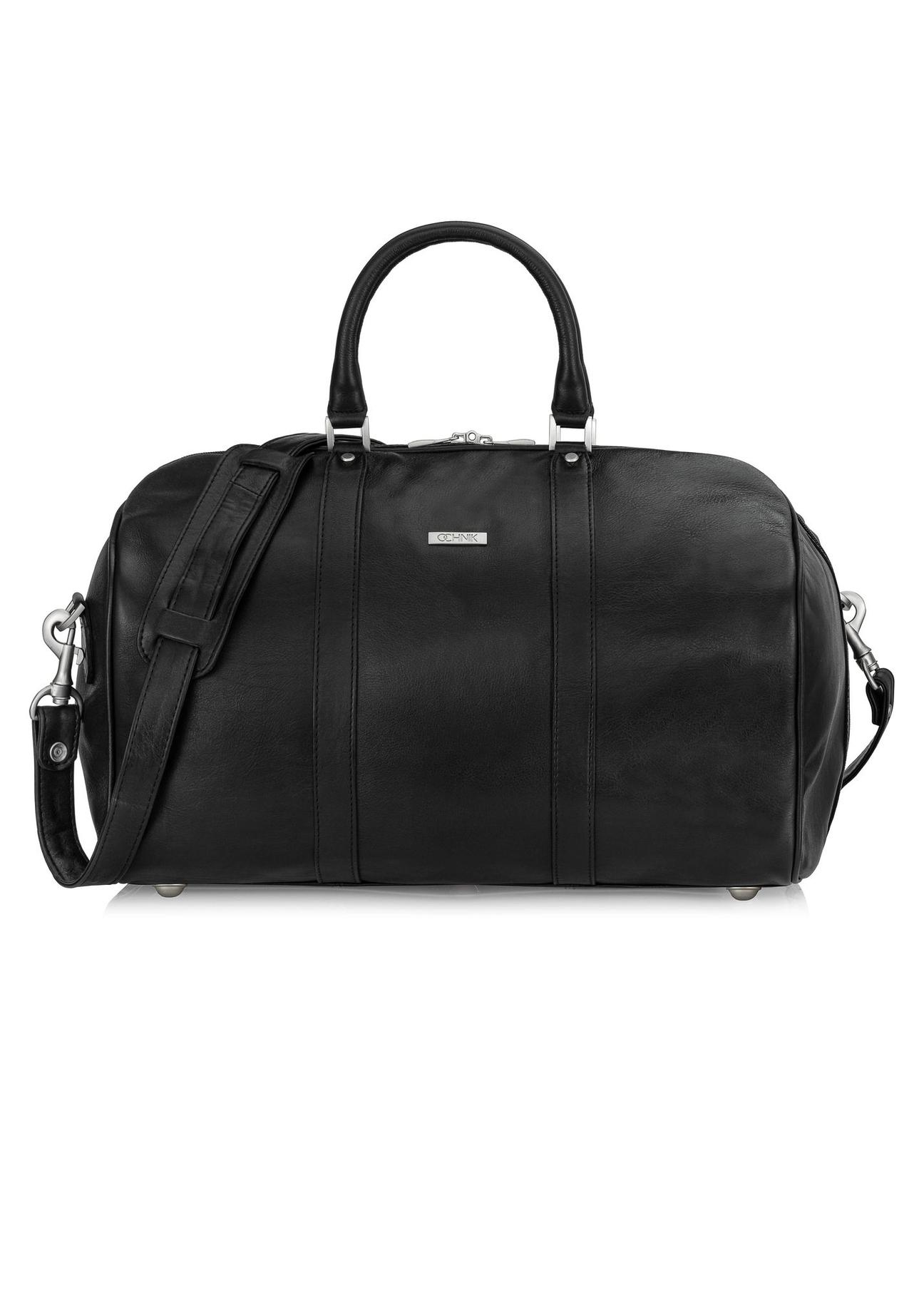 Black leather men's travel bag TB-250-99(KS)-01