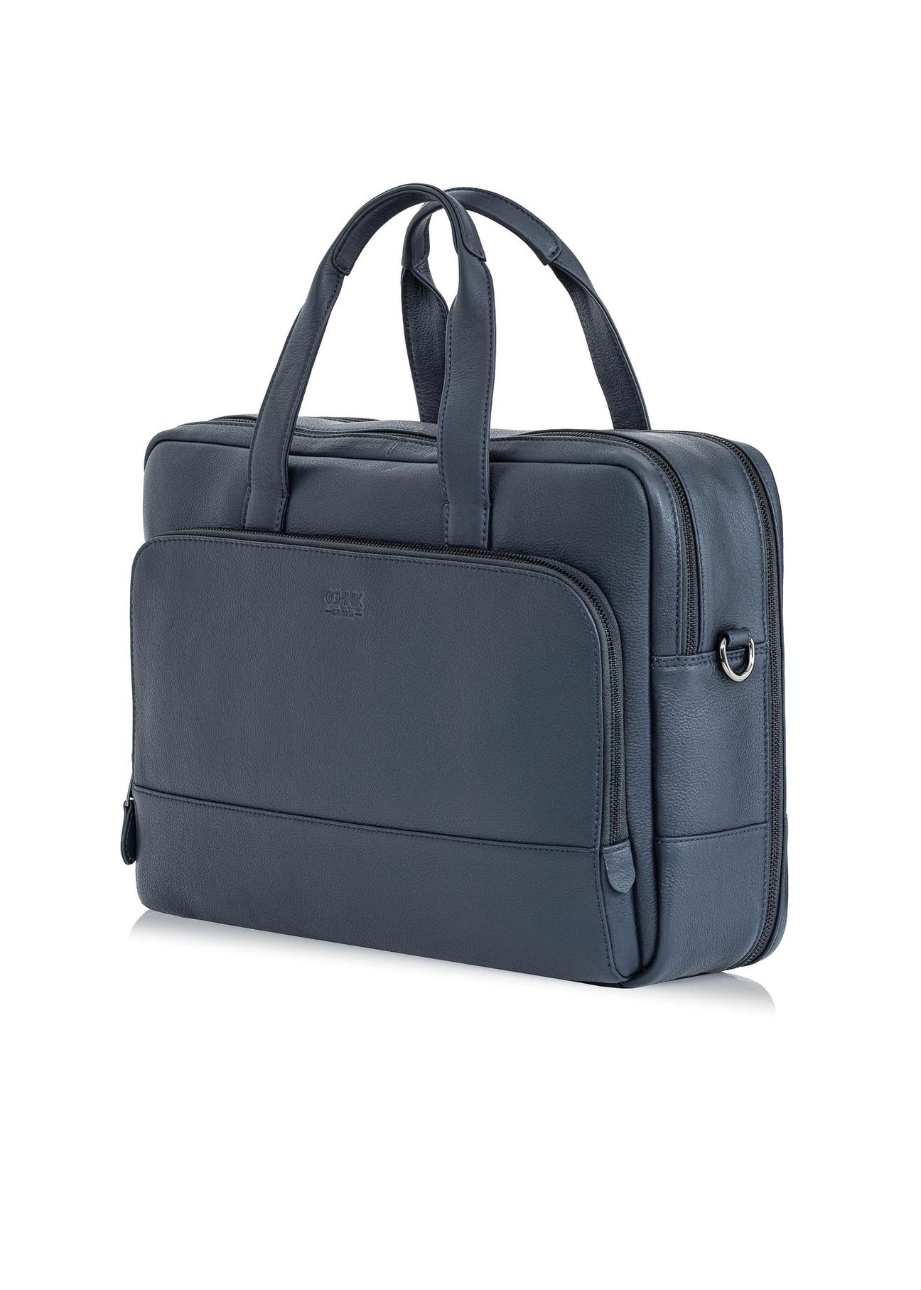 Navy blue leather men's bag TORMS-0020D-69(W25)-02