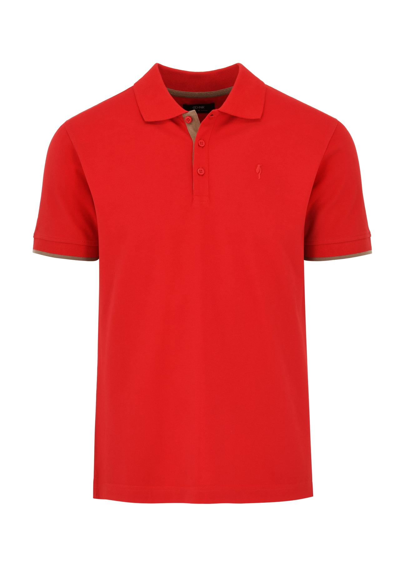 Red men's polo shirt POLMT-0045A-40(W24)-03