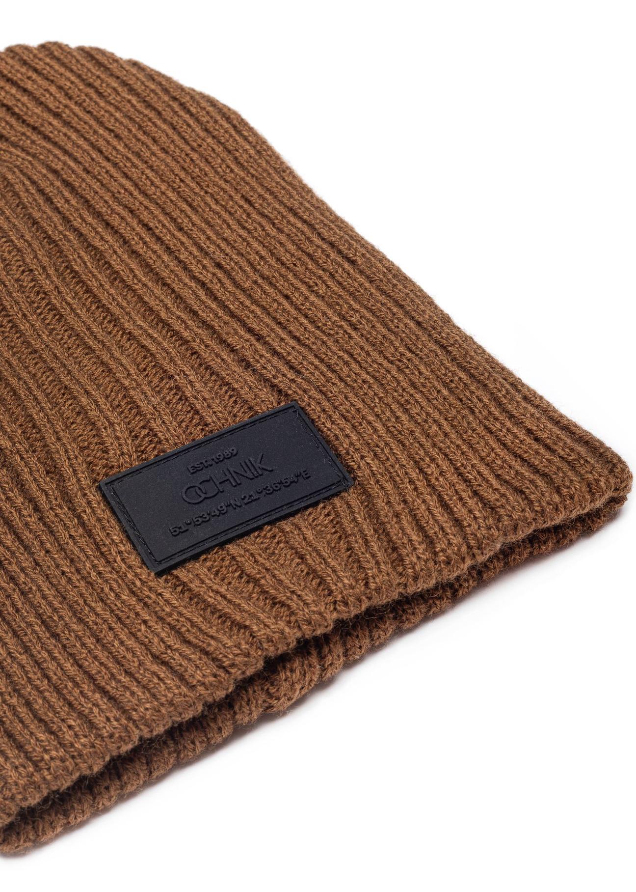 Brown men's winter hat CZAMT-0011-79(Z24)