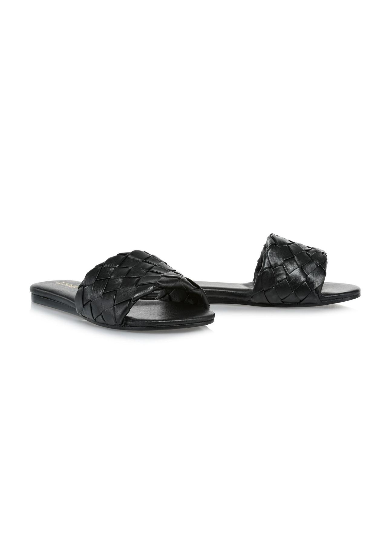 Black braided leather flip-flops BUTYD-1065-99(W24)-02