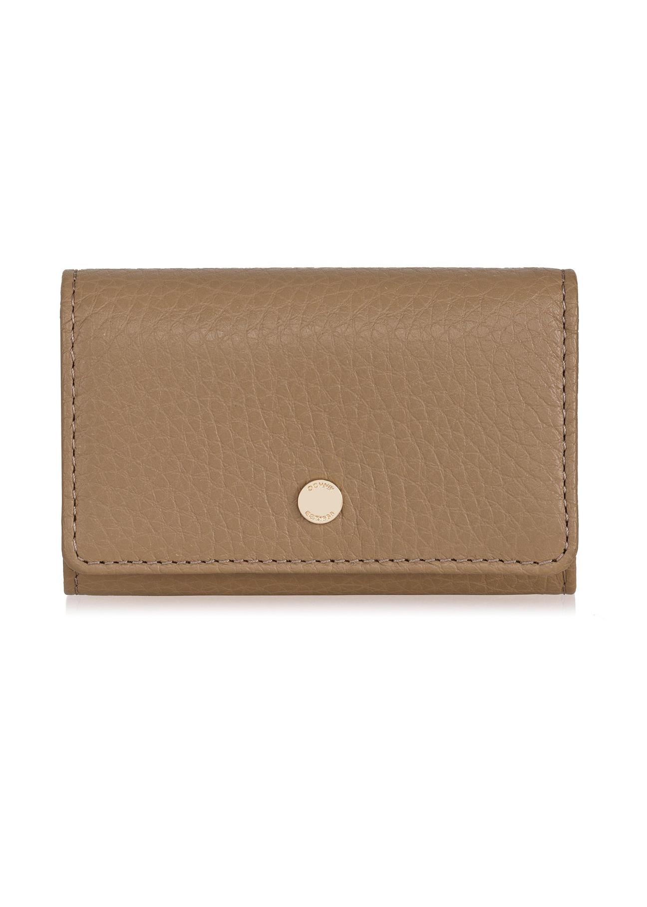 Leather beige women's key case PORES-0894-81(Z23)-01