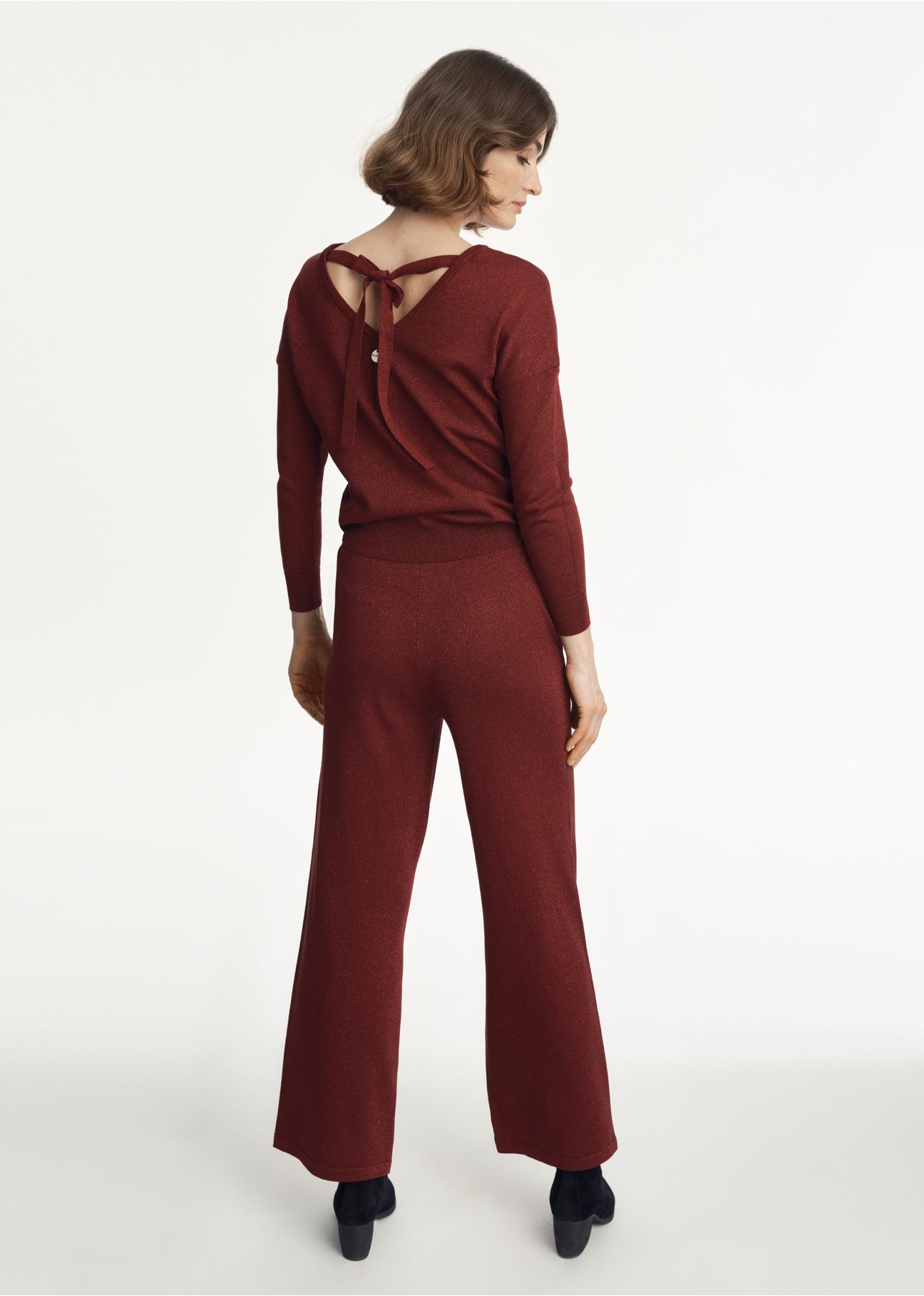 Maroon shiny pants for women SPODT-0085-49(Z23)-03