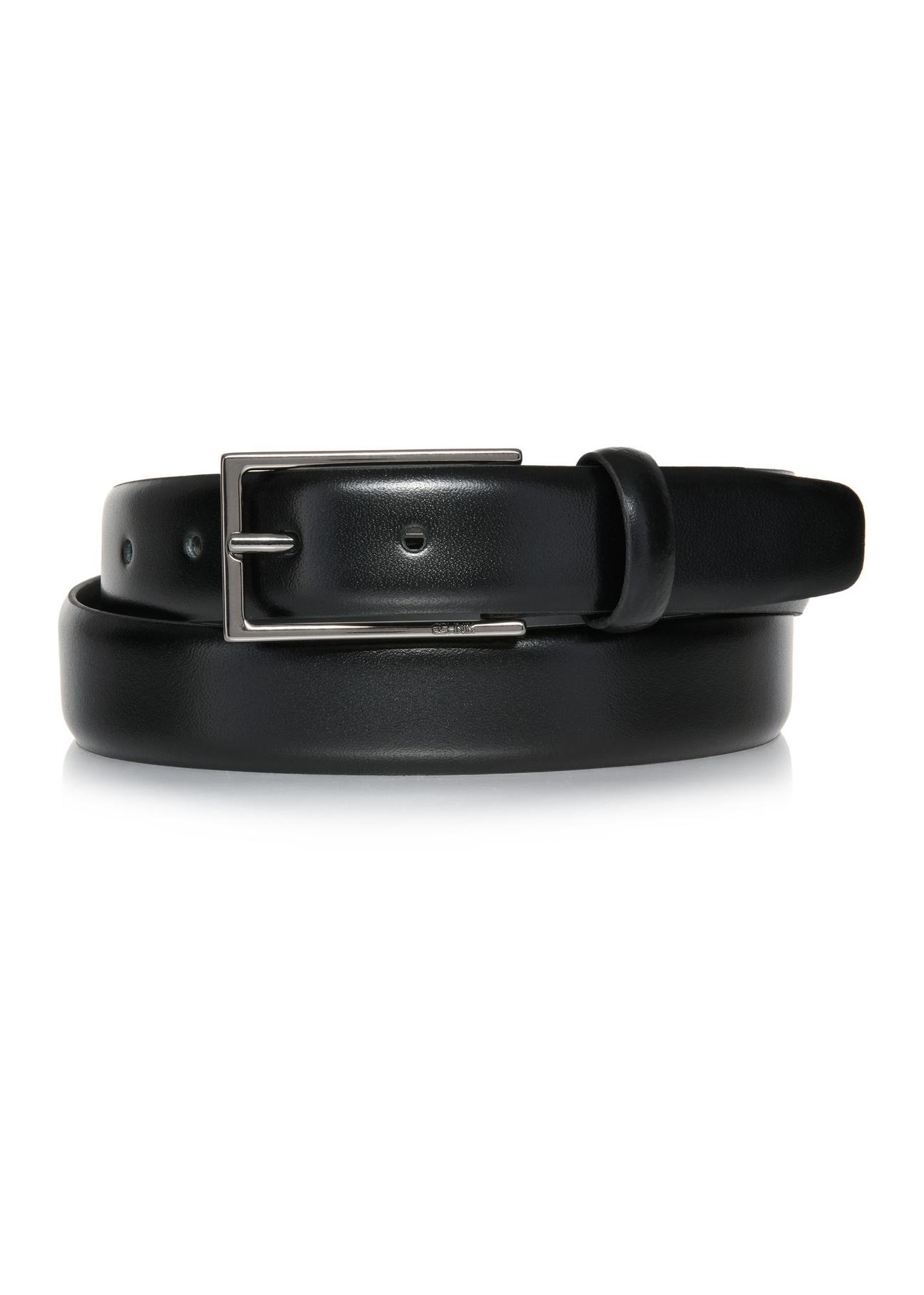 Black leather men's belt PASMS-0256-99(Z24)-01