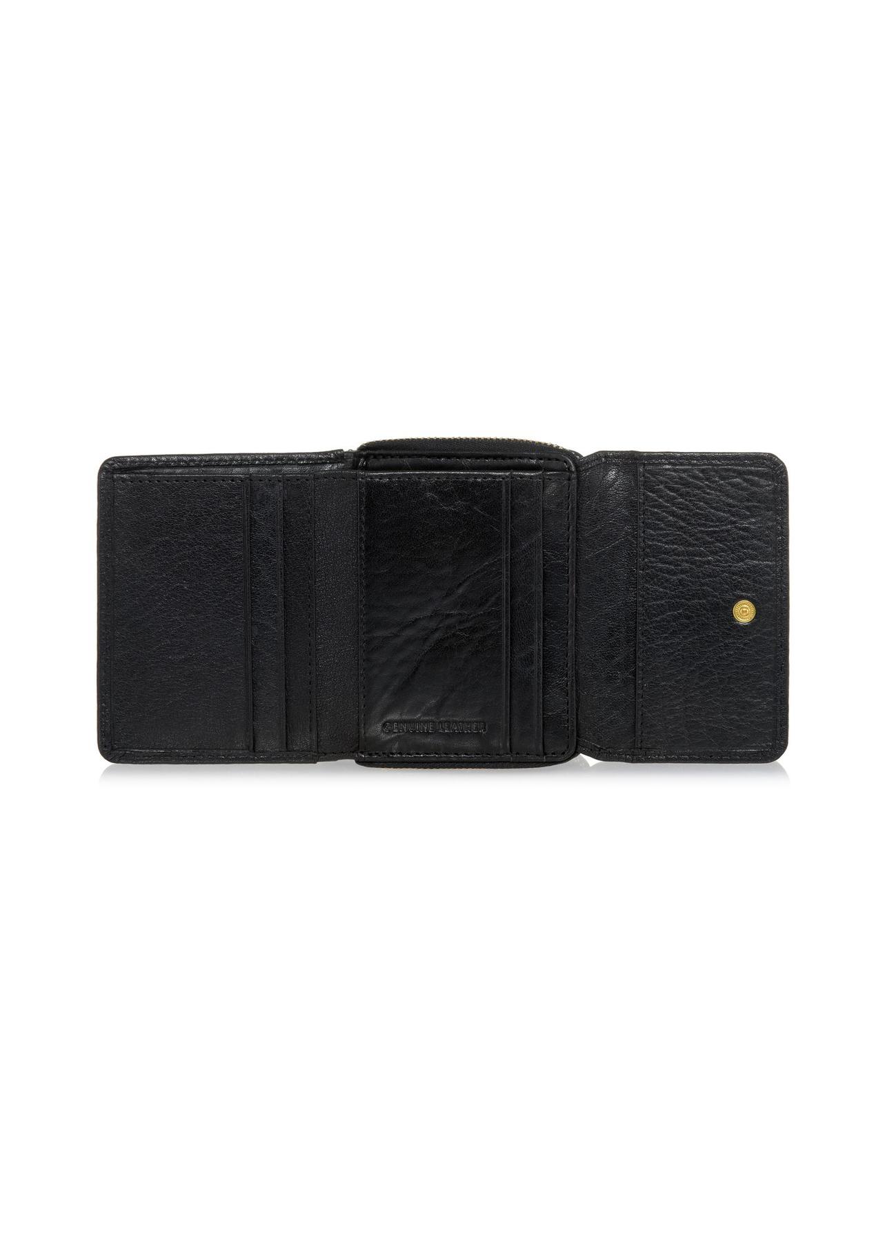 Small women's black leather foldable wallet PORES-0816-99(Z24)-04